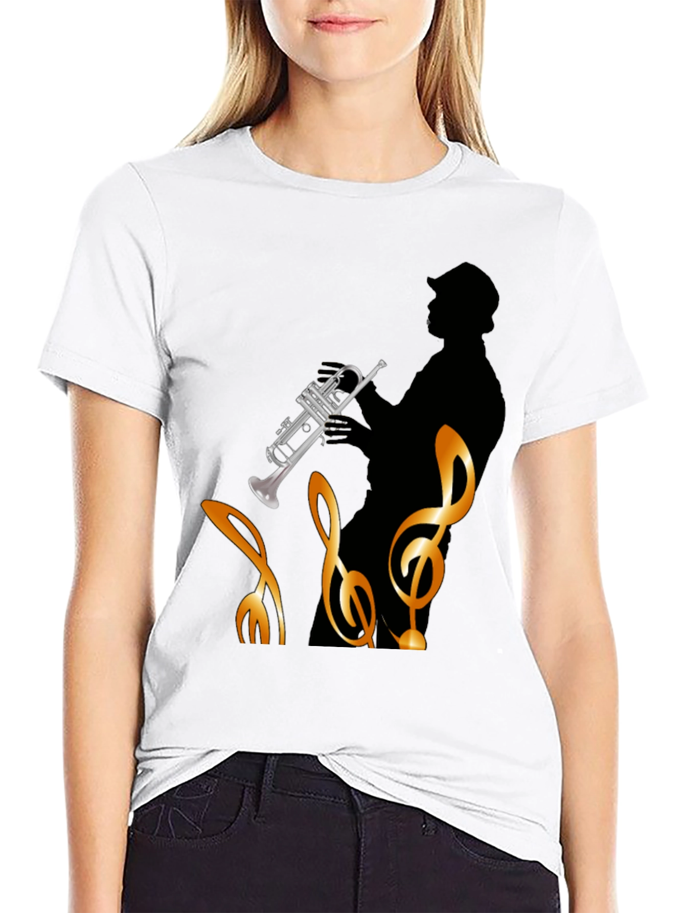 Jazz Musician Graphic T-Shirt - Black Cotton Tee