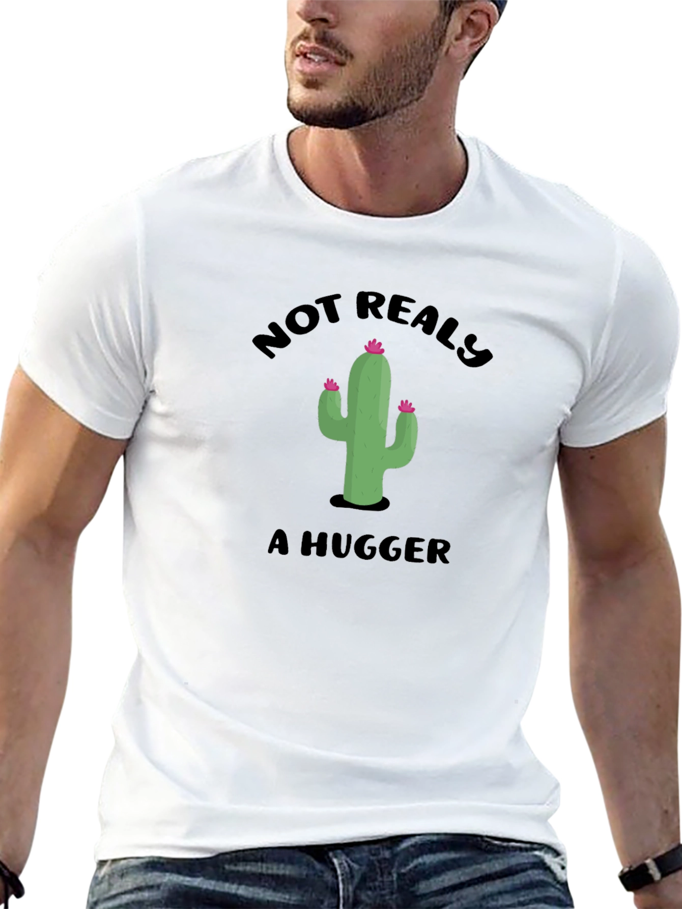 Not Really A Hugger Cactus Graphic T-Shirt