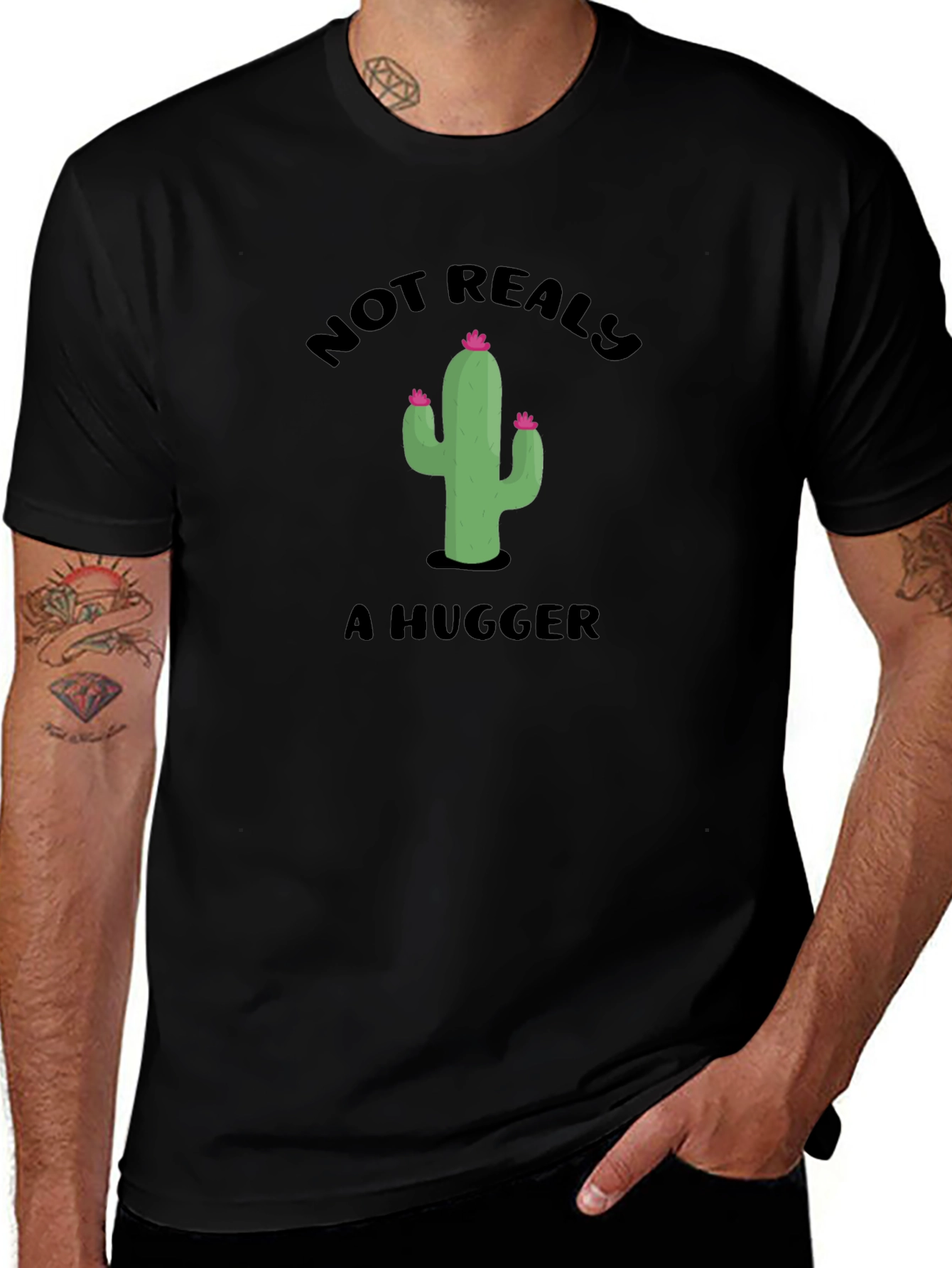 Not Really A Hugger Cactus Graphic T-Shirt