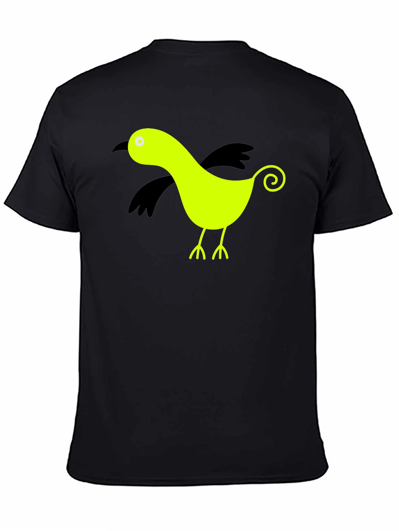 Whimsical Bird Graphic Tee - Black