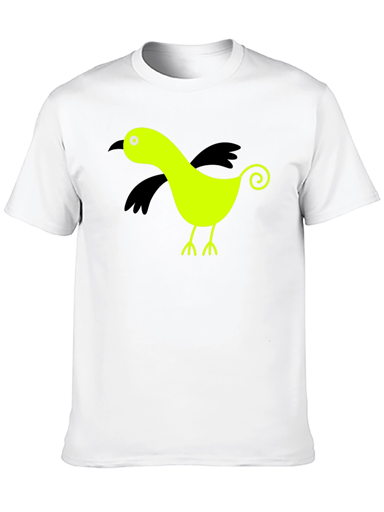 Whimsical Bird Graphic Tee - Black