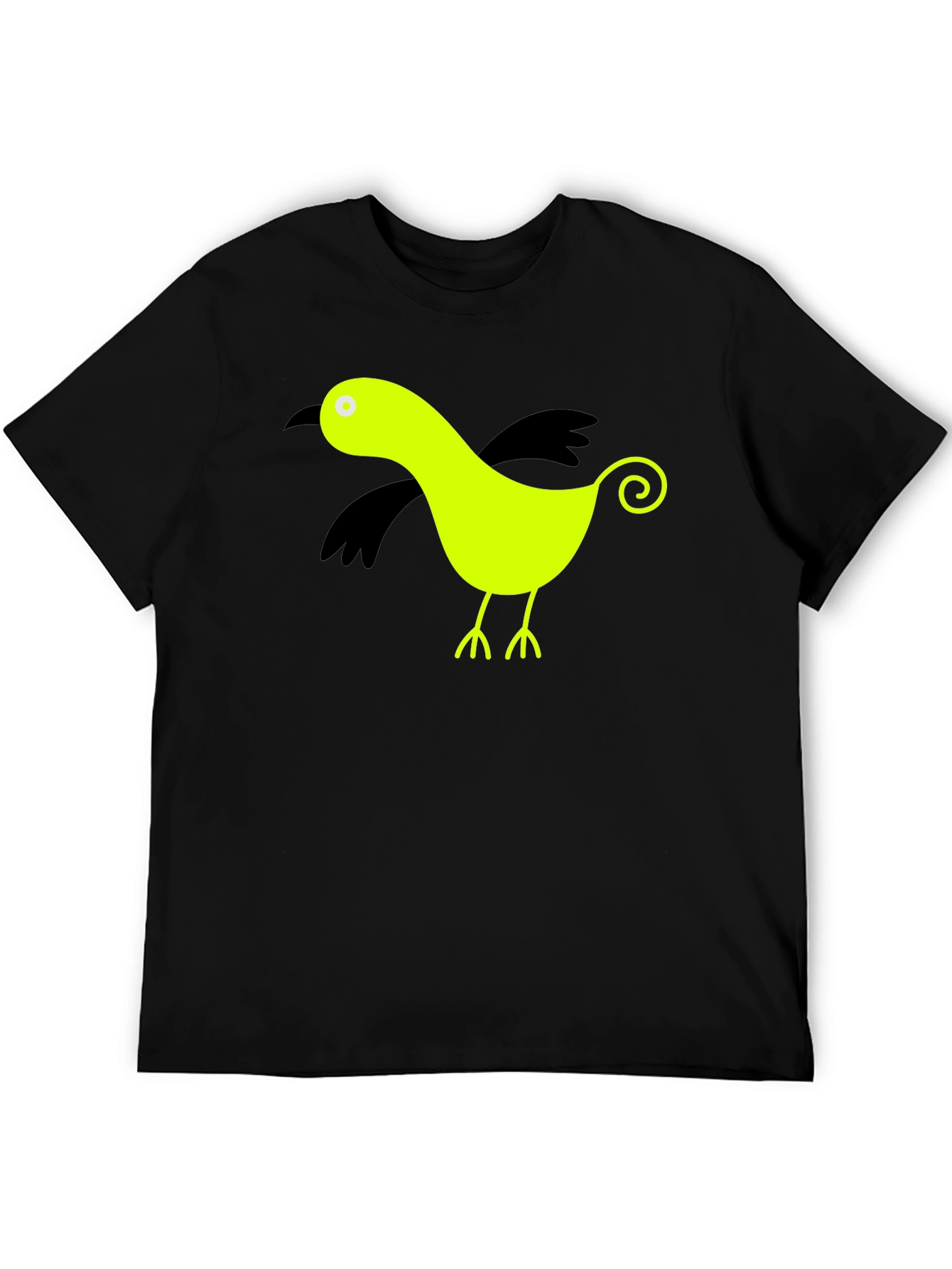 Whimsical Bird Graphic Tee - Black