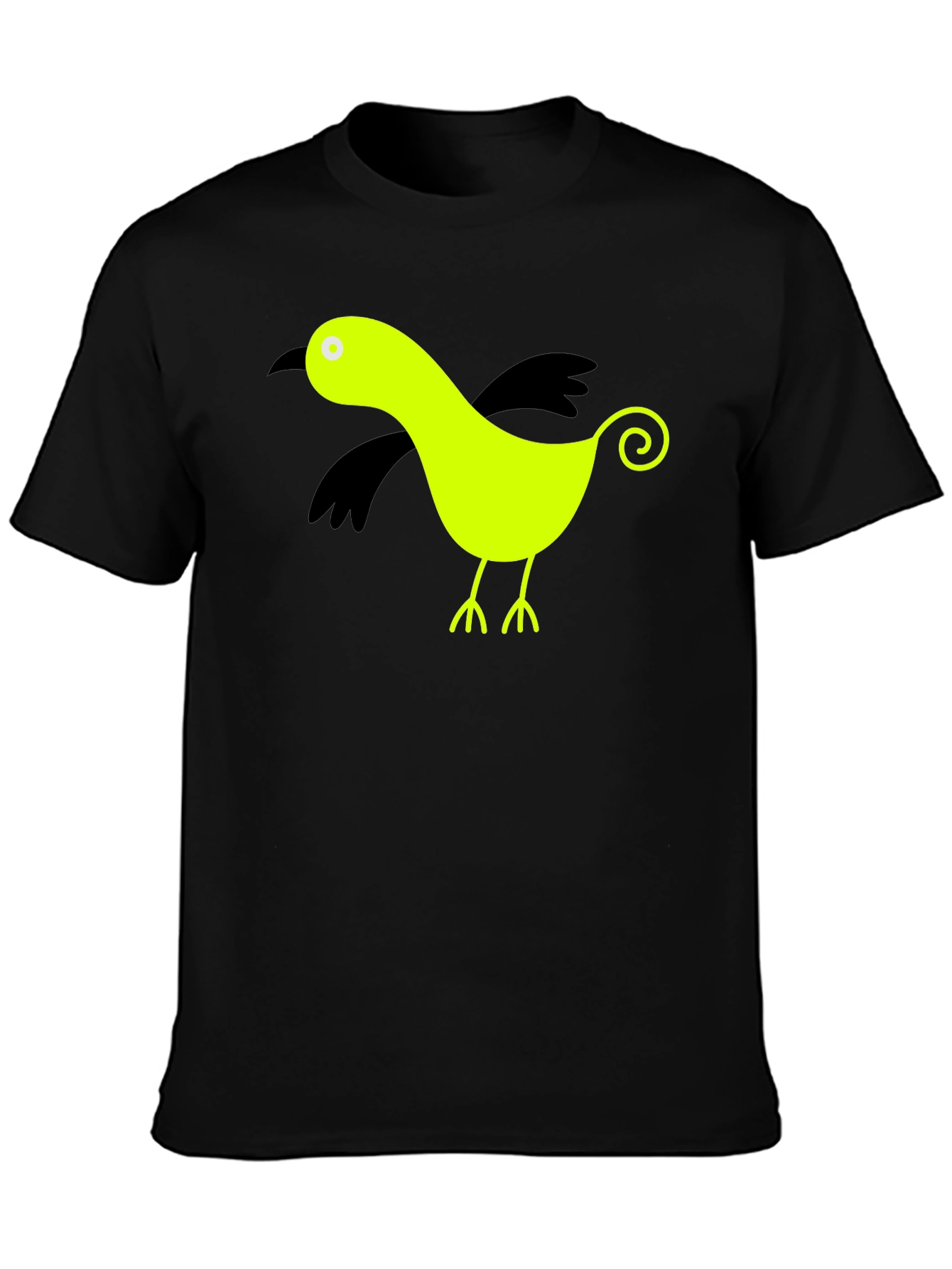 Whimsical Bird Graphic Tee - Black