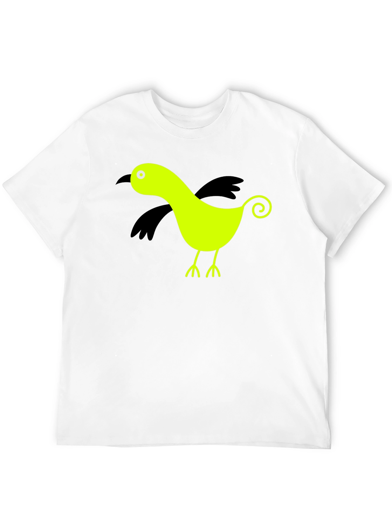 Whimsical Bird Graphic Tee - Black