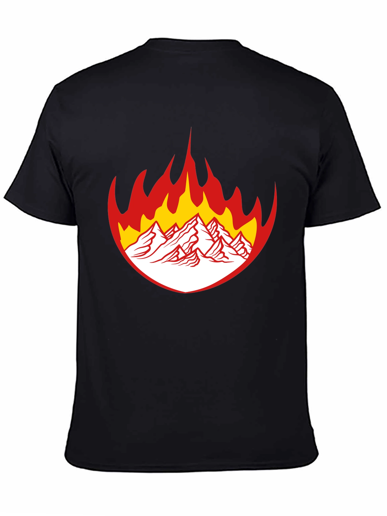 Flaming Mountain Graphic Tee - Bold Black T-Shirt