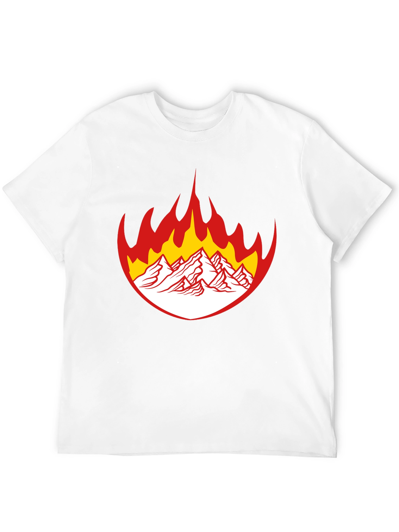 Flaming Mountain Graphic Tee - Bold Black T-Shirt