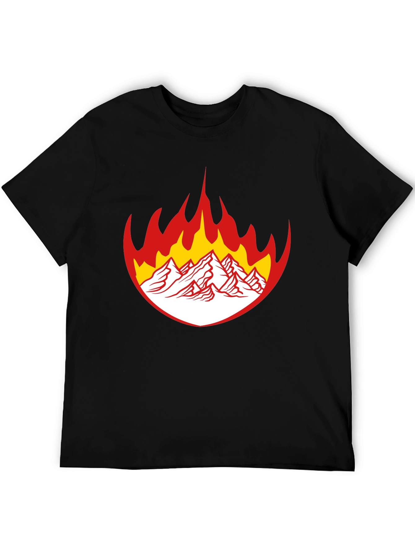 Flaming Mountain Graphic Tee - Bold Black T-Shirt