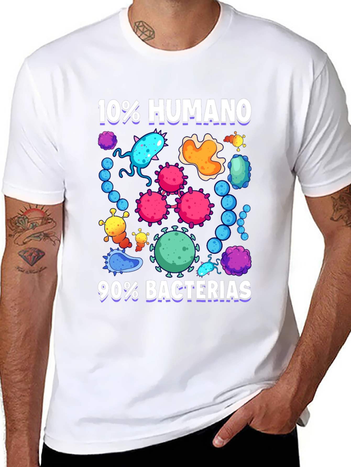 Funny 10% Humano 90% Bacterias Graphic T-Shirt
