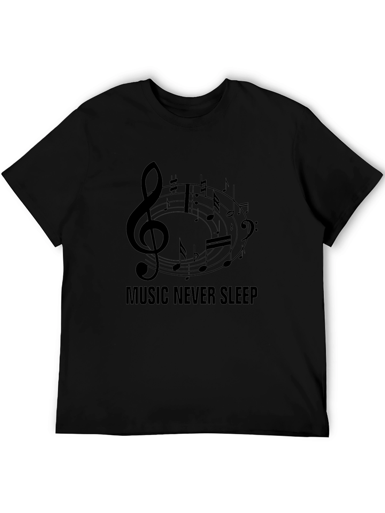 Music Never Sleeps Black Graphic Tee