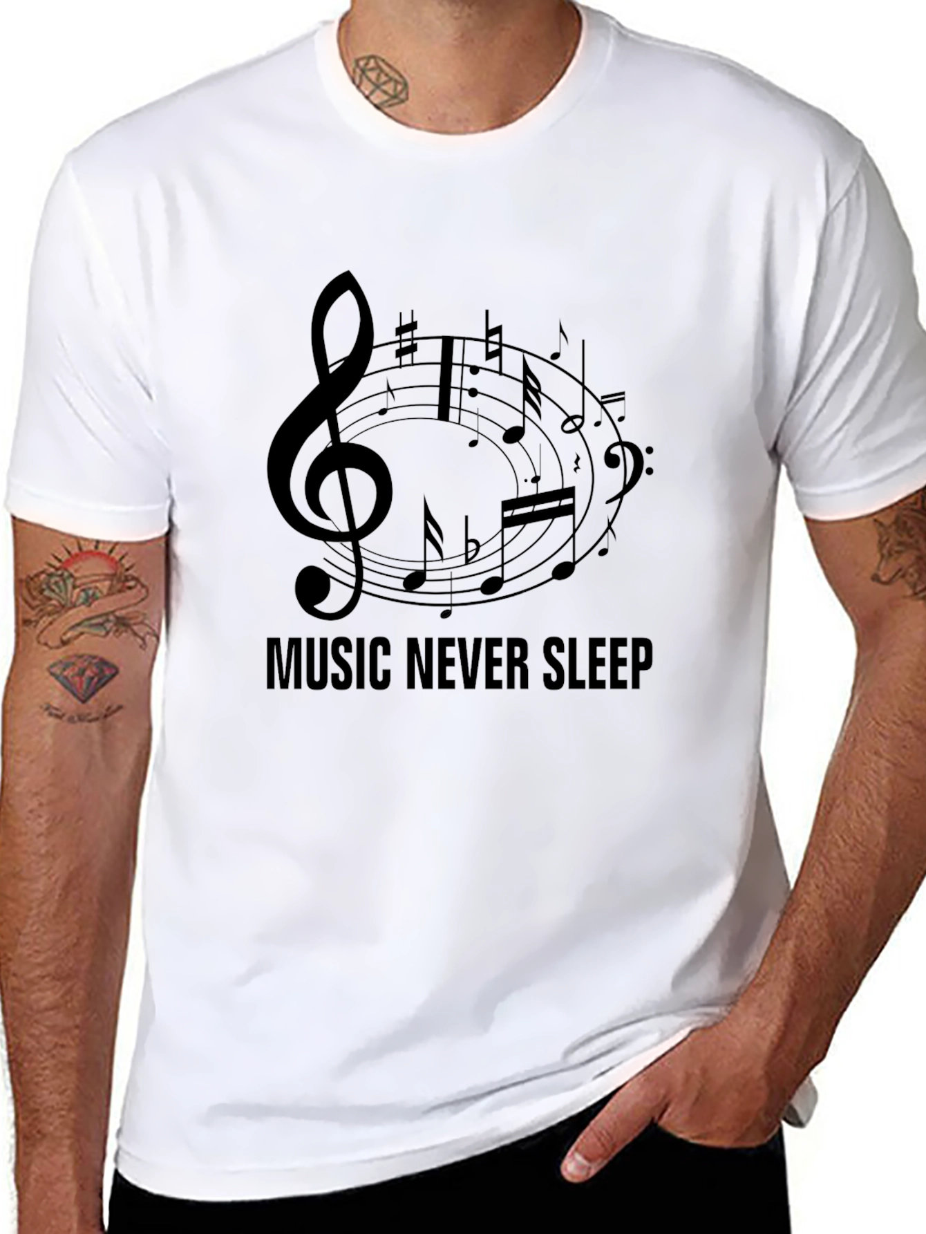 Music Never Sleeps Black Graphic Tee