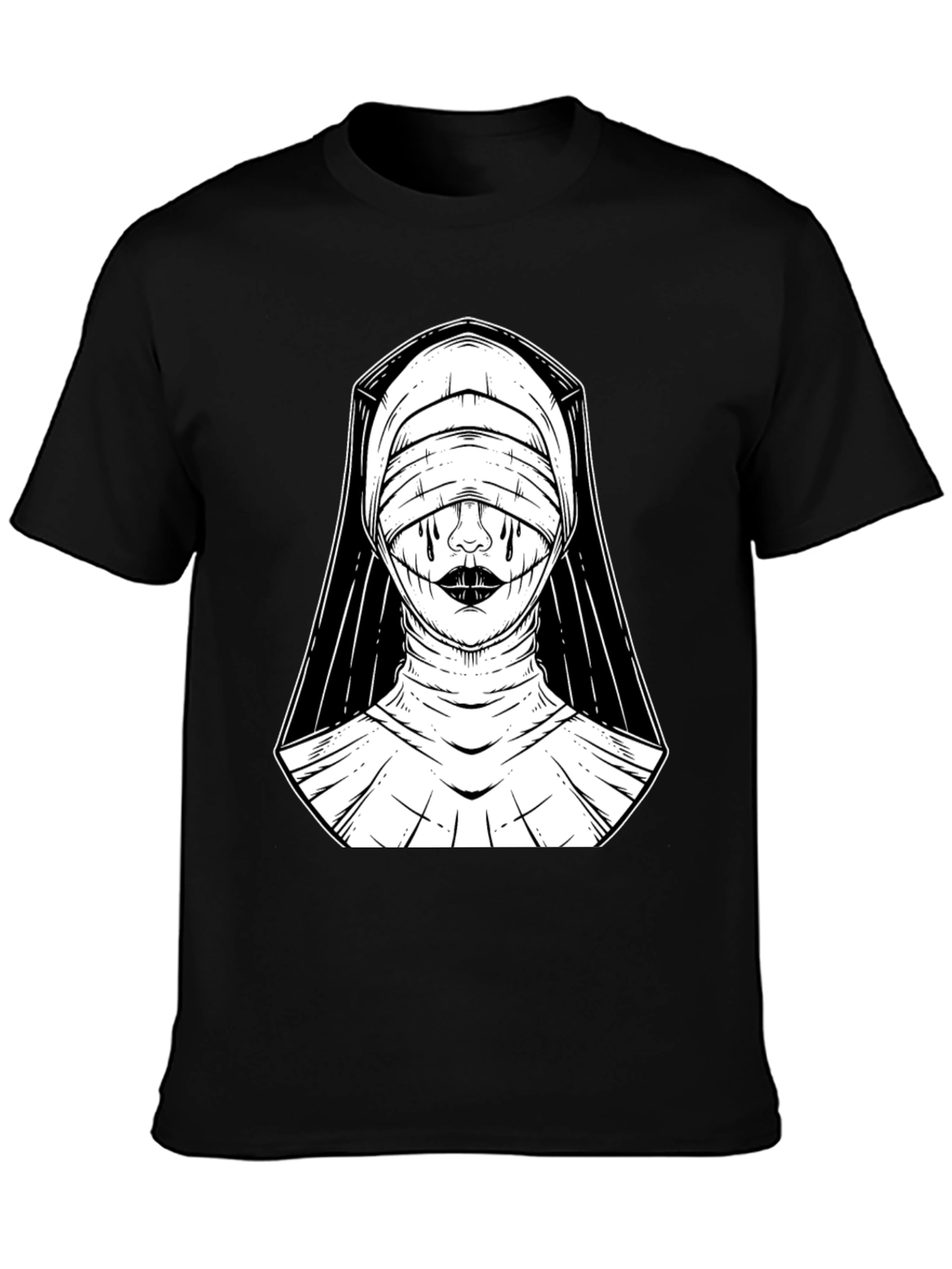 Nun Graphic Print T-Shirt - Gothic Style