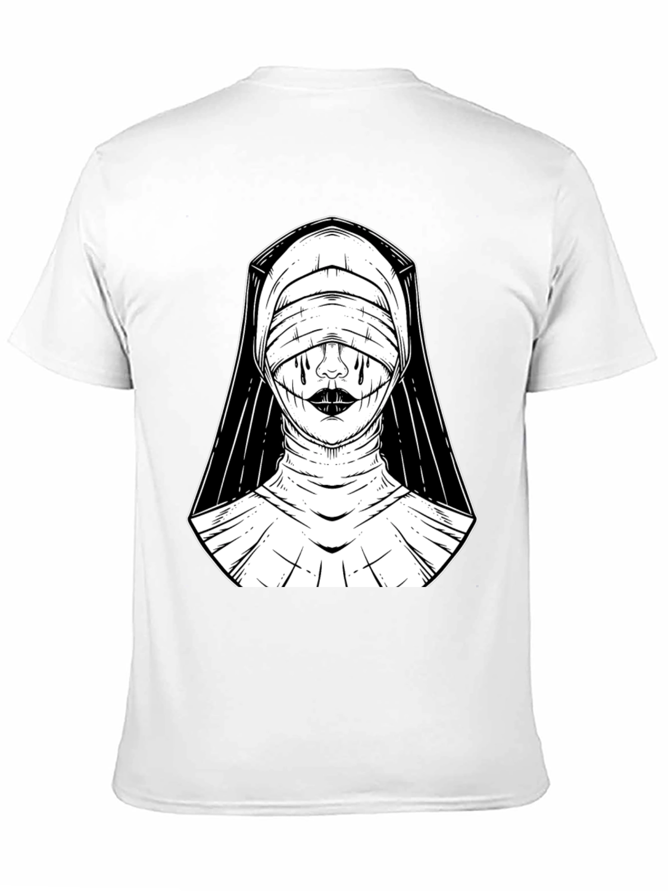 Nun Graphic Print T-Shirt - Gothic Style