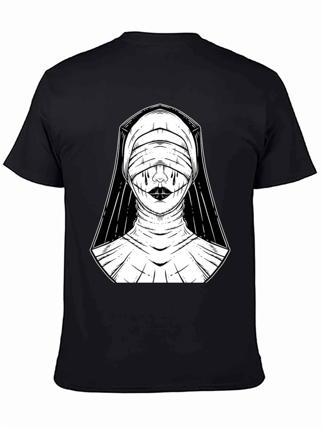 Nun Graphic Print T-Shirt - Gothic Style