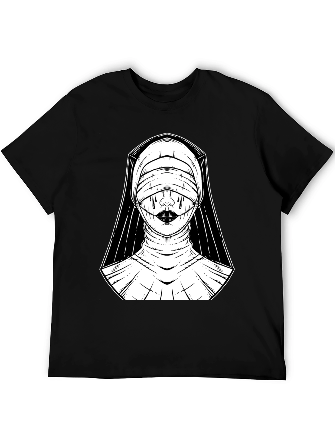 Nun Graphic Print T-Shirt - Gothic Style