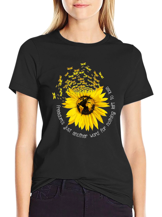 Sunflower Dragonfly Freedom T-Shirt