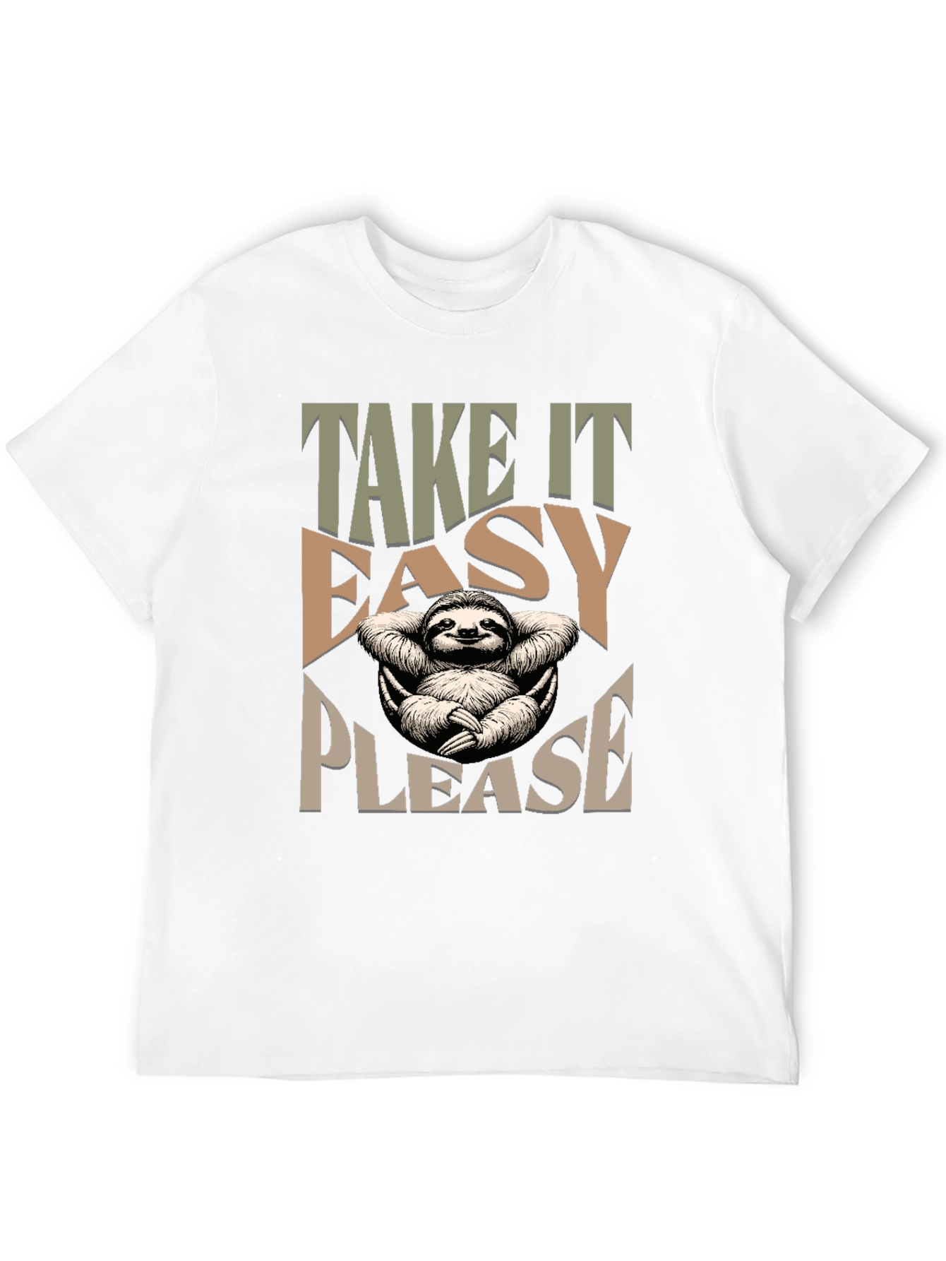 Relaxed Sloth Graphic Tee - Take It Easy Please!