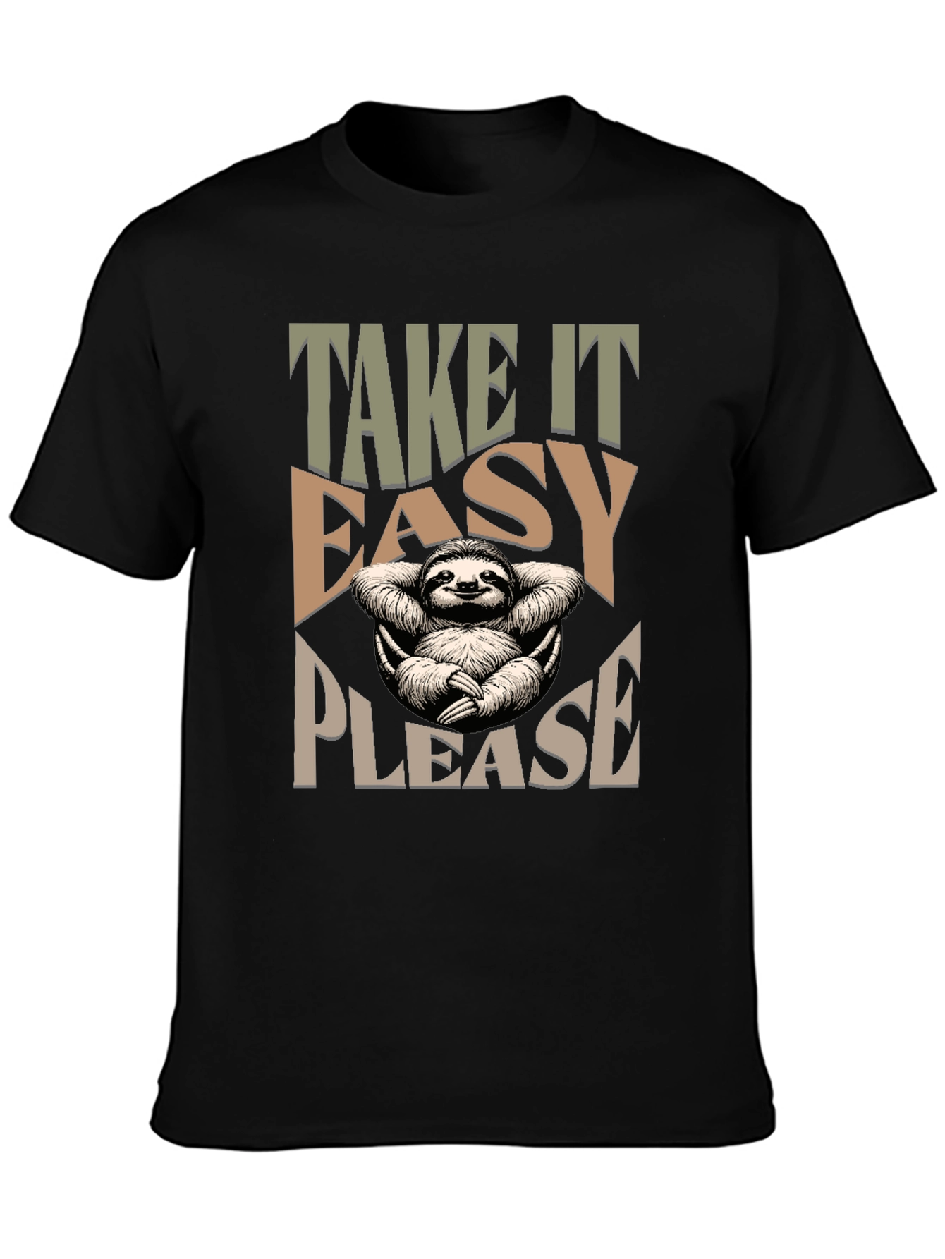 Relaxed Sloth Graphic Tee - Take It Easy Please!