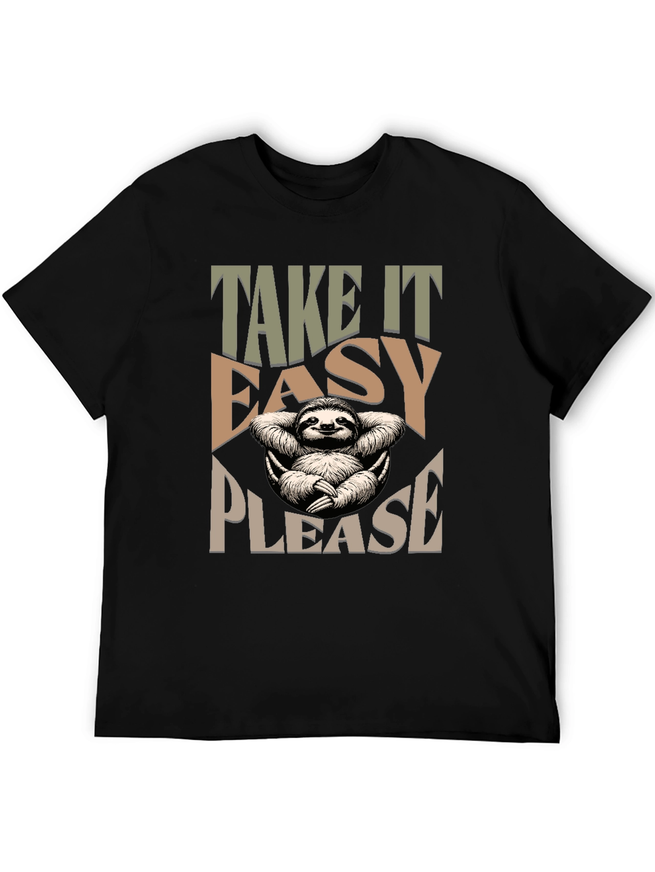 Relaxed Sloth Graphic Tee - Take It Easy Please!