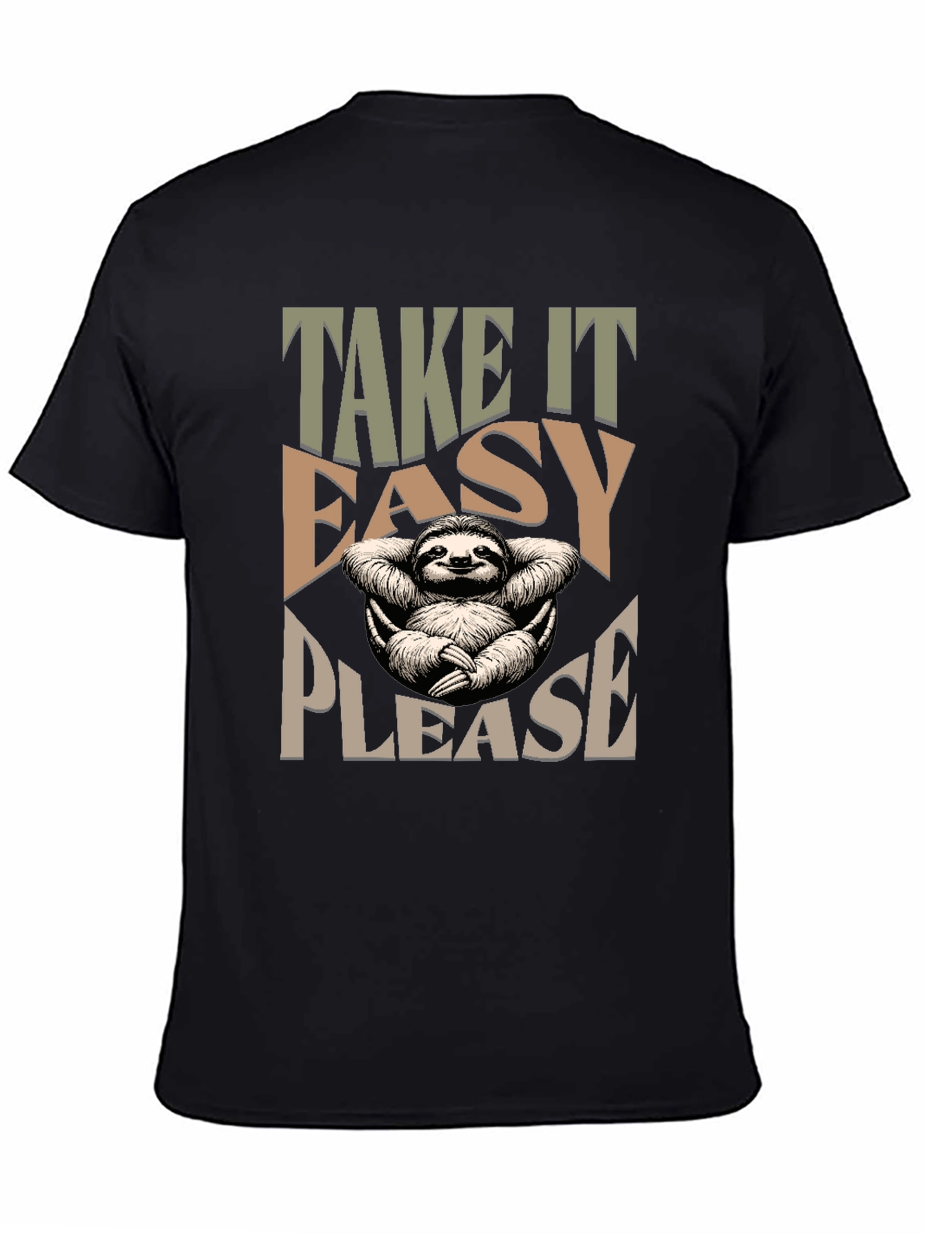 Relaxed Sloth Graphic Tee - Take It Easy Please!