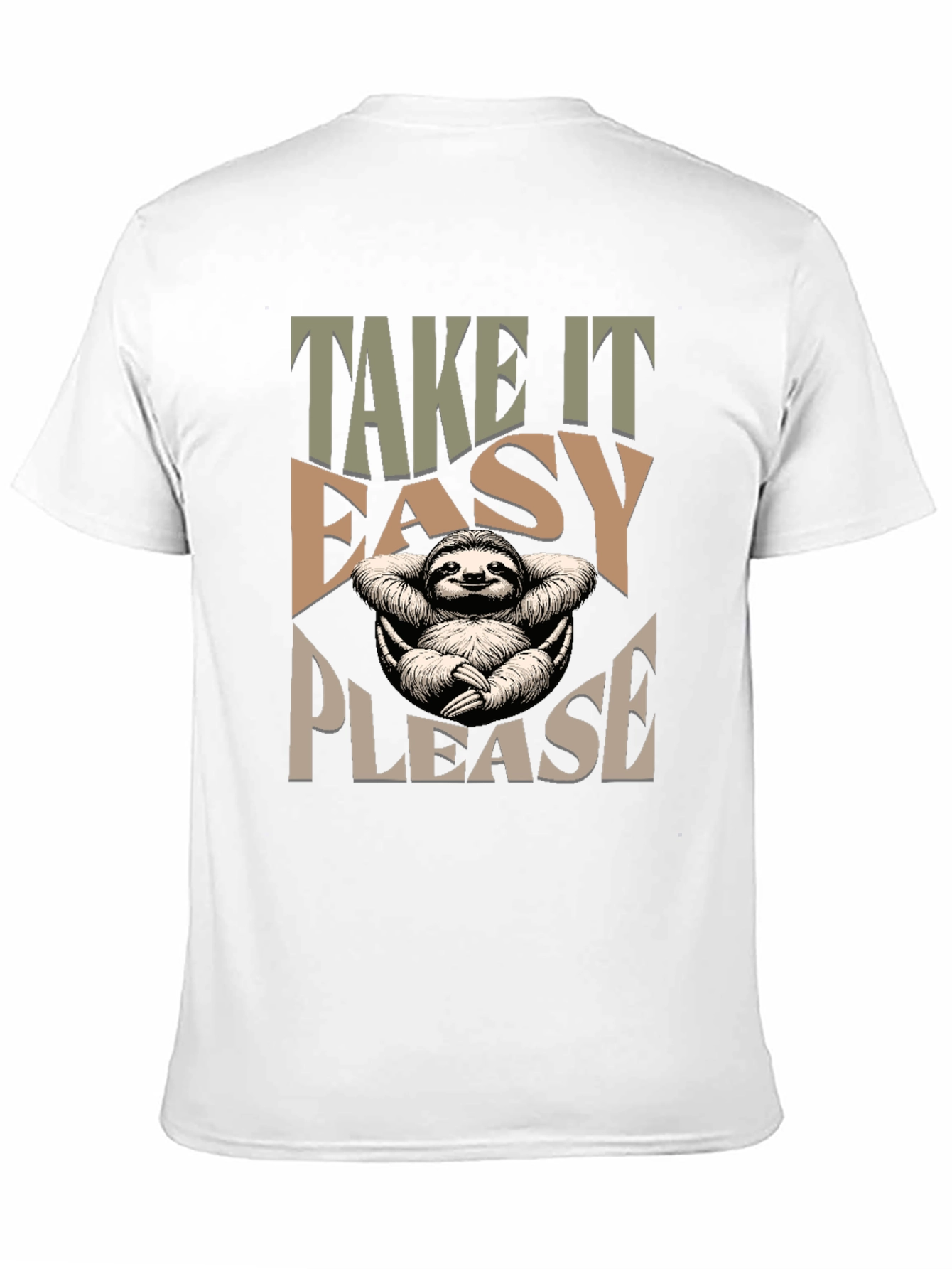 Relaxed Sloth Graphic Tee - Take It Easy Please!
