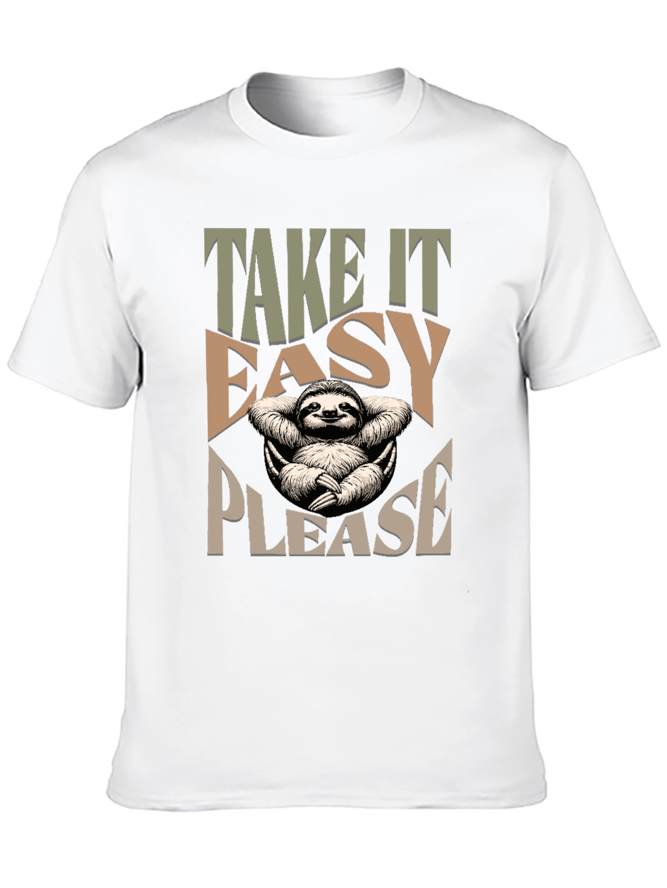 Relaxed Sloth Graphic Tee - Take It Easy Please!