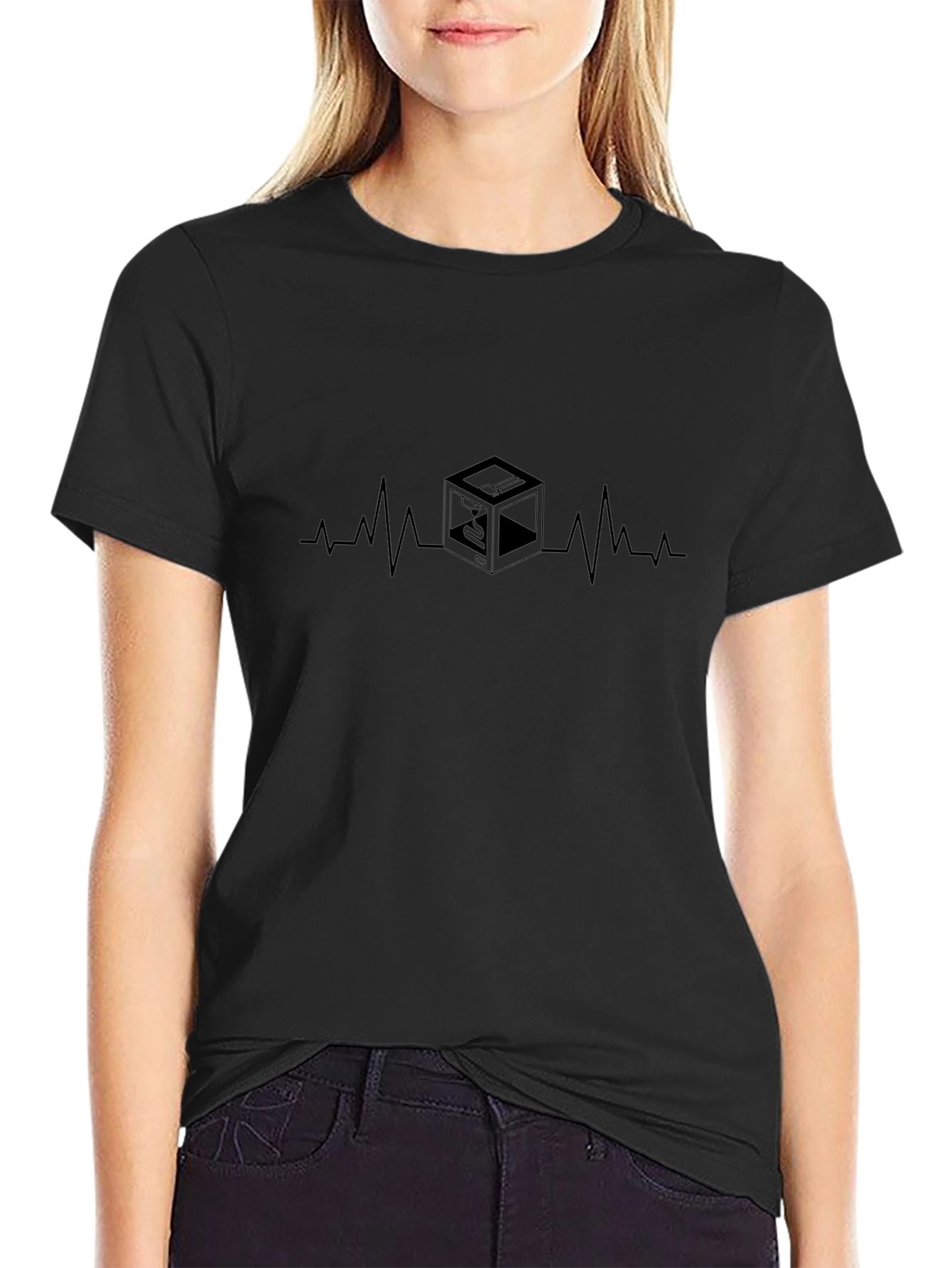 3D Printer Heartbeat T-Shirt - Black Stylish Design