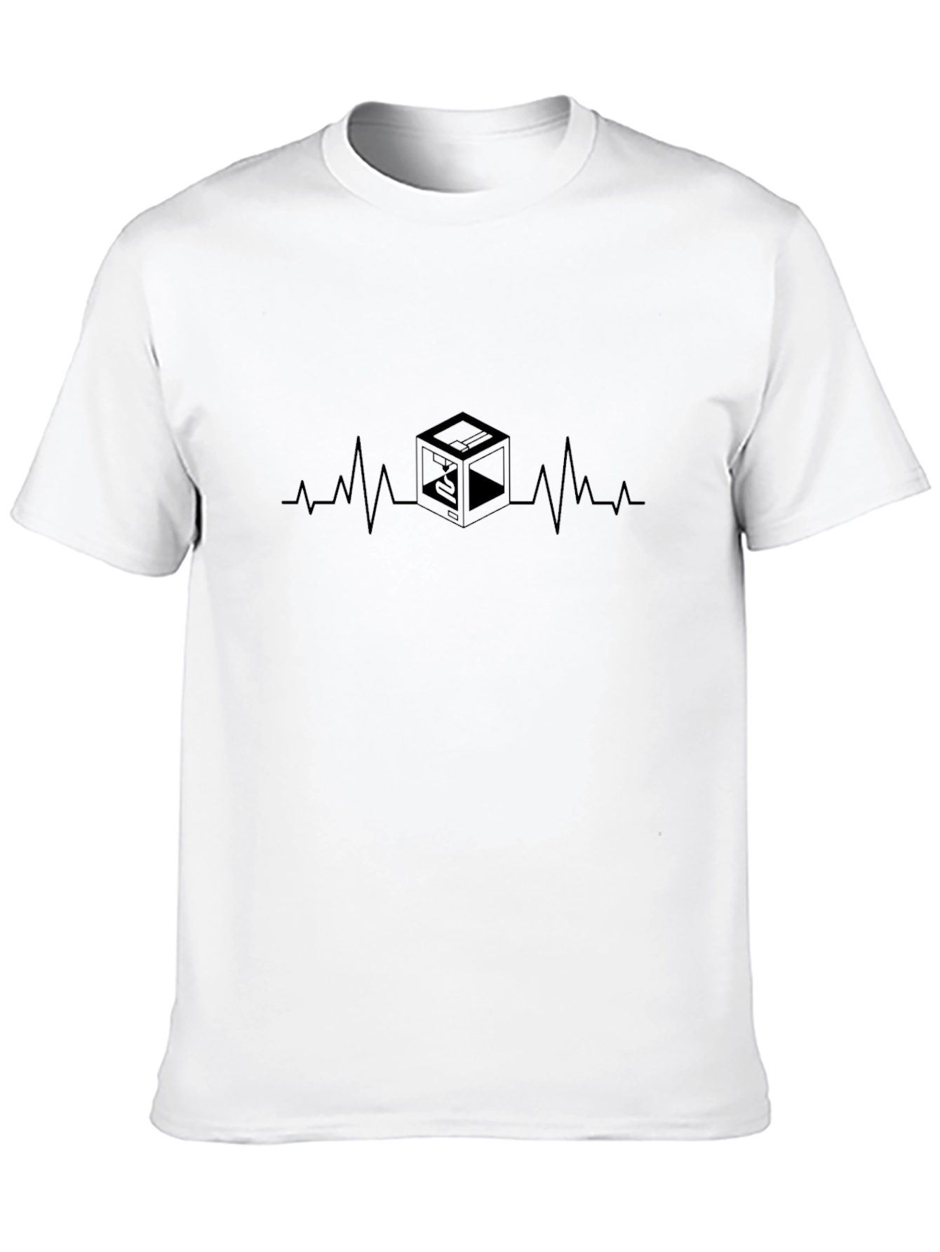 3D Printer Heartbeat T-Shirt - Black Stylish Design