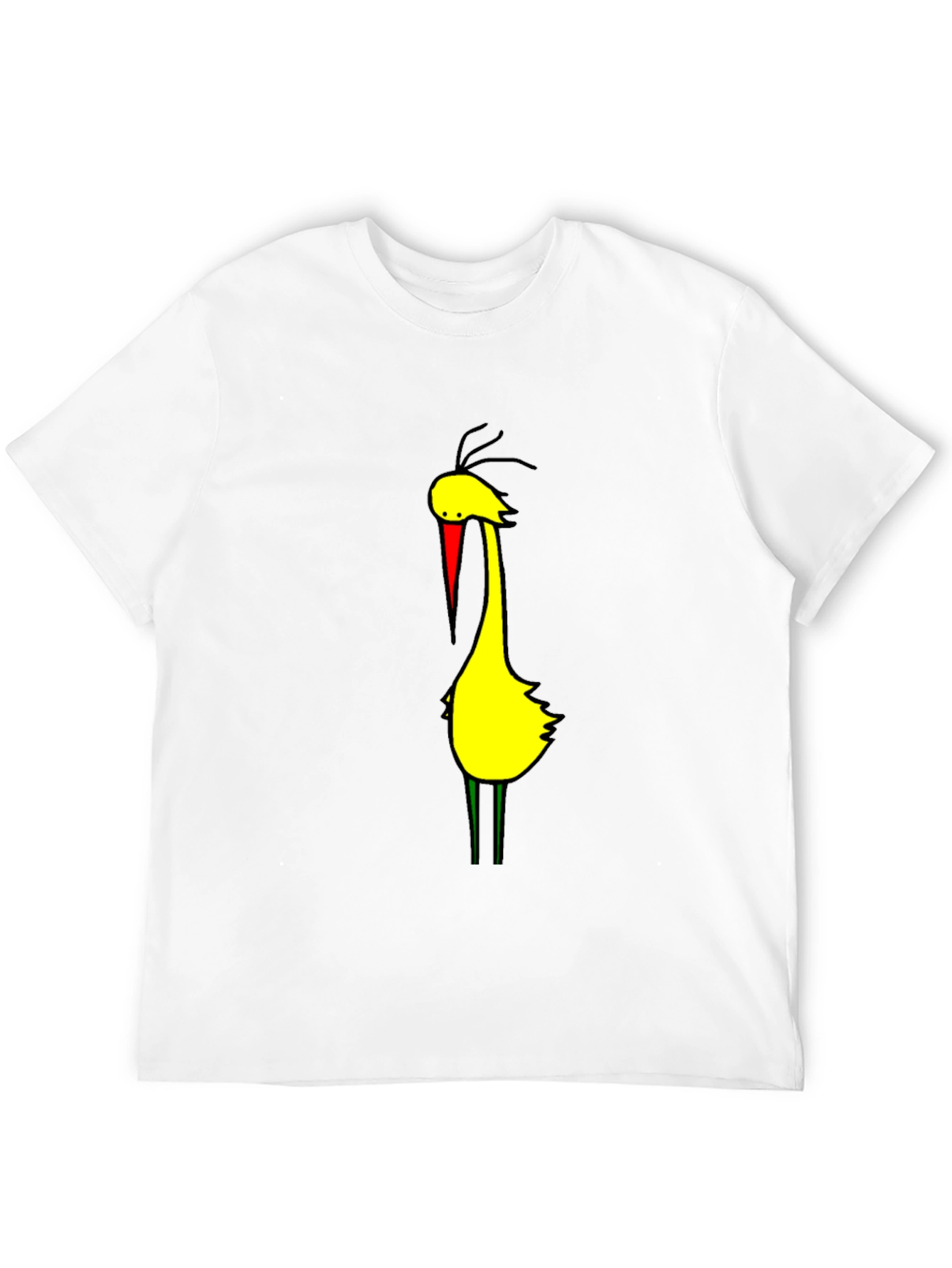 Cartoon Bird Graphic Tee - Black Cotton Blend
