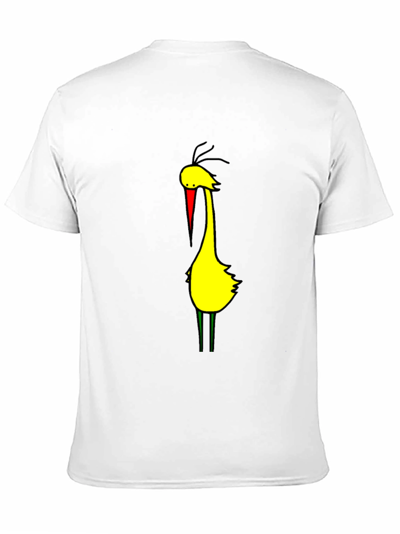 Cartoon Bird Graphic Tee - Black Cotton Blend