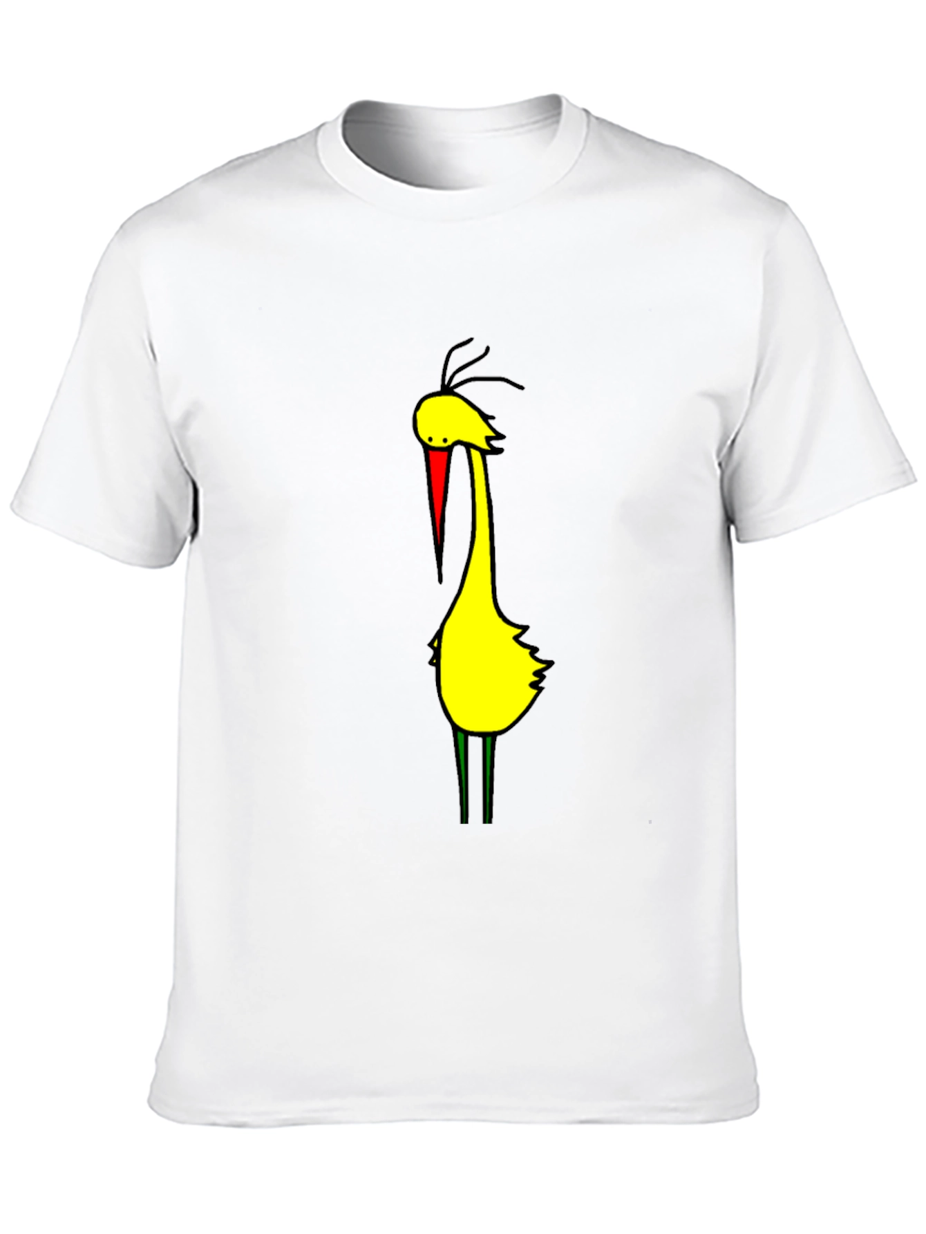 Cartoon Bird Graphic Tee - Black Cotton Blend