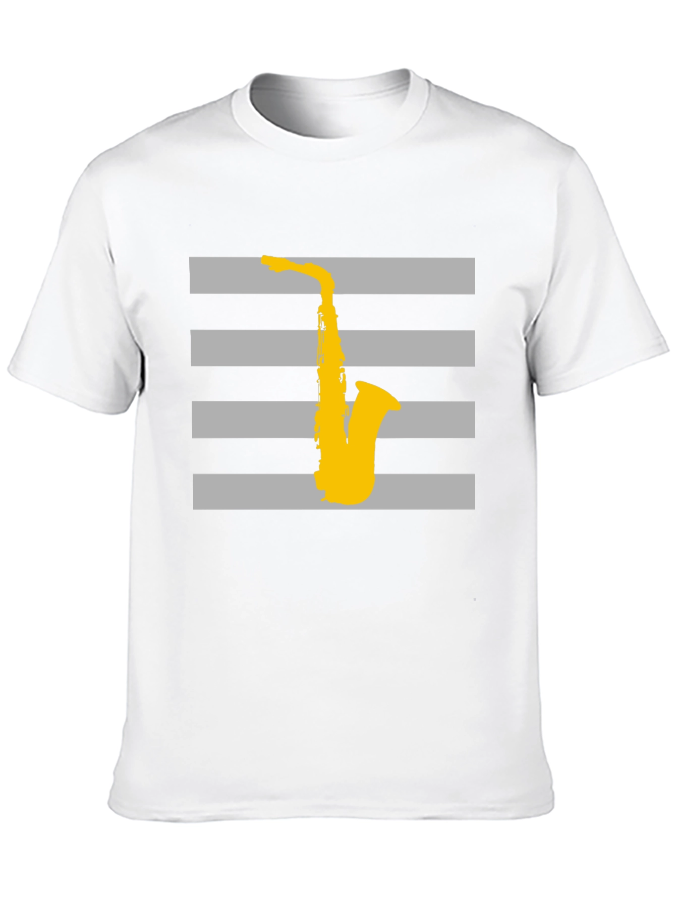 Striped Saxophone Graphic T-Shirt