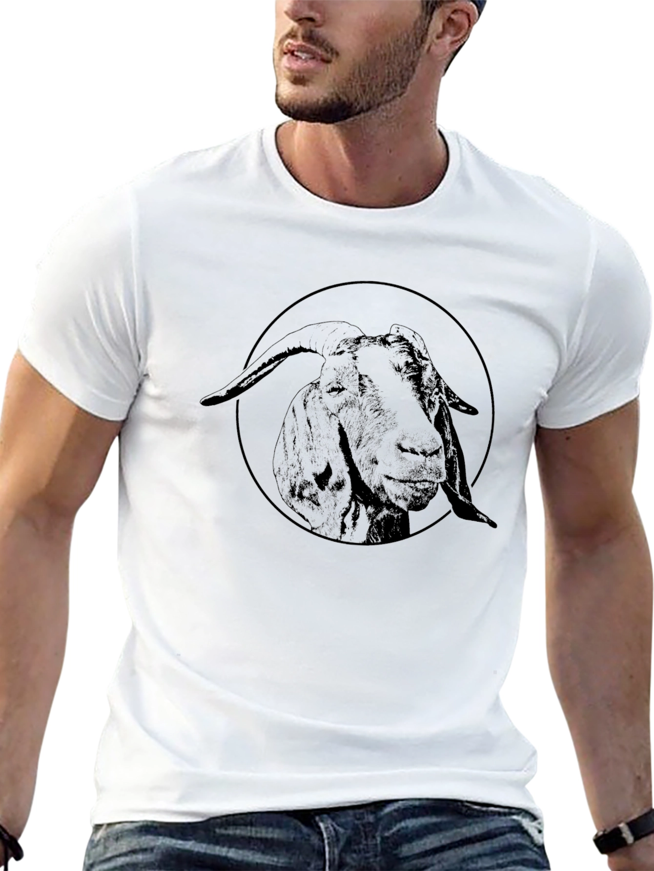 Goat Graphic Tee - Black Crew Neck T-Shirt