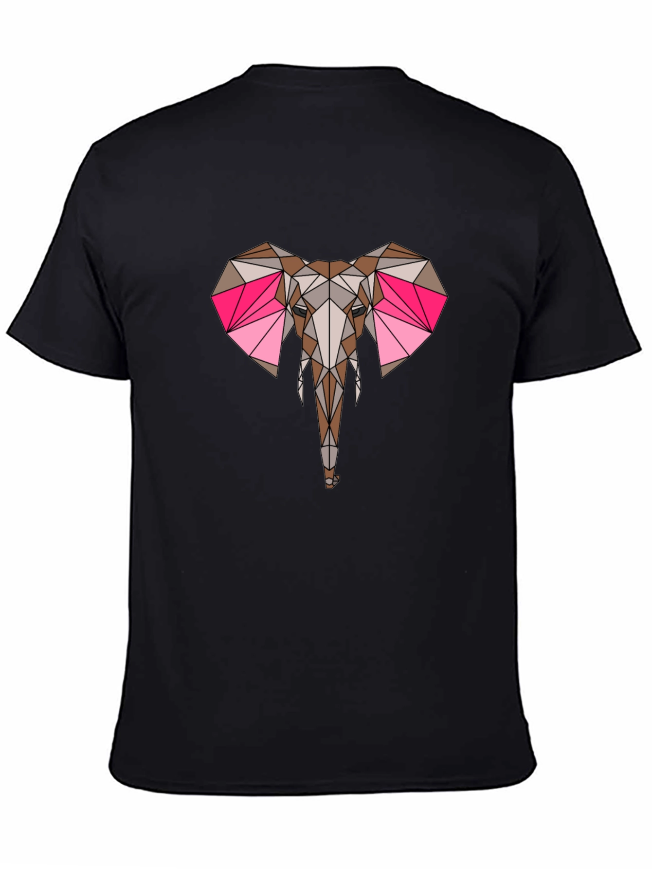 Geometric Elephant Print Black T-Shirt