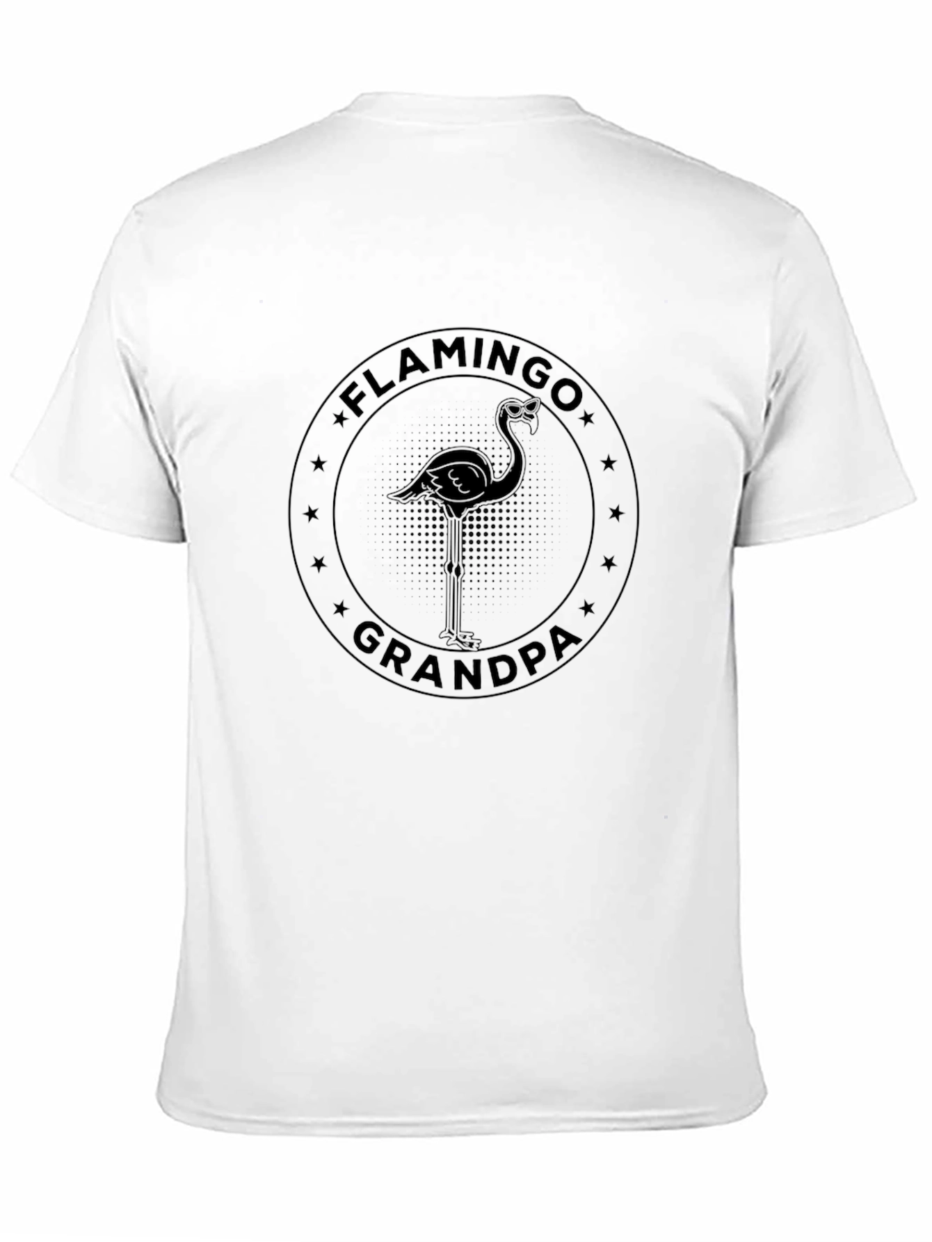 Flamingo Grandpa Black Graphic T-Shirt