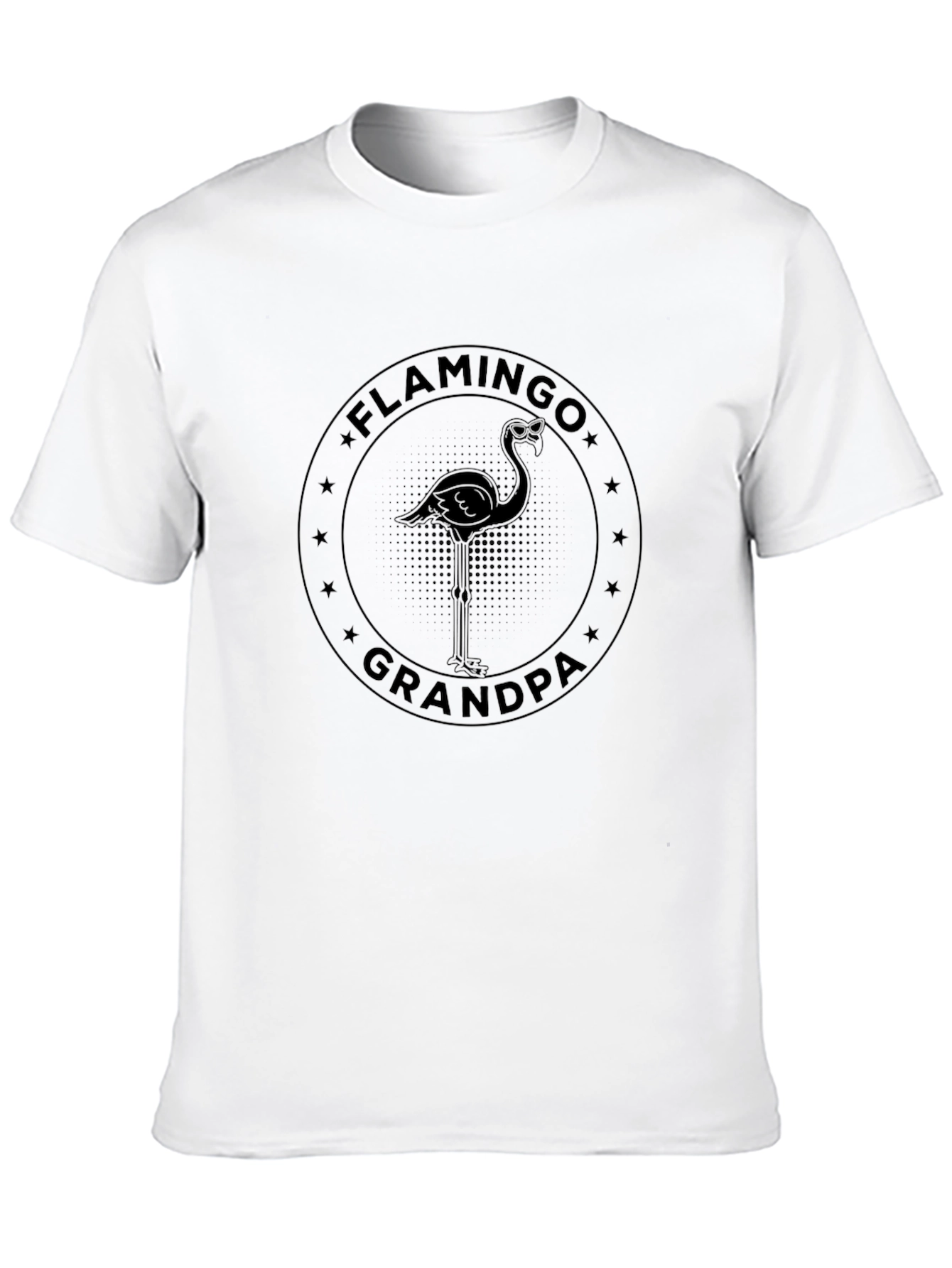 Flamingo Grandpa Black Graphic T-Shirt