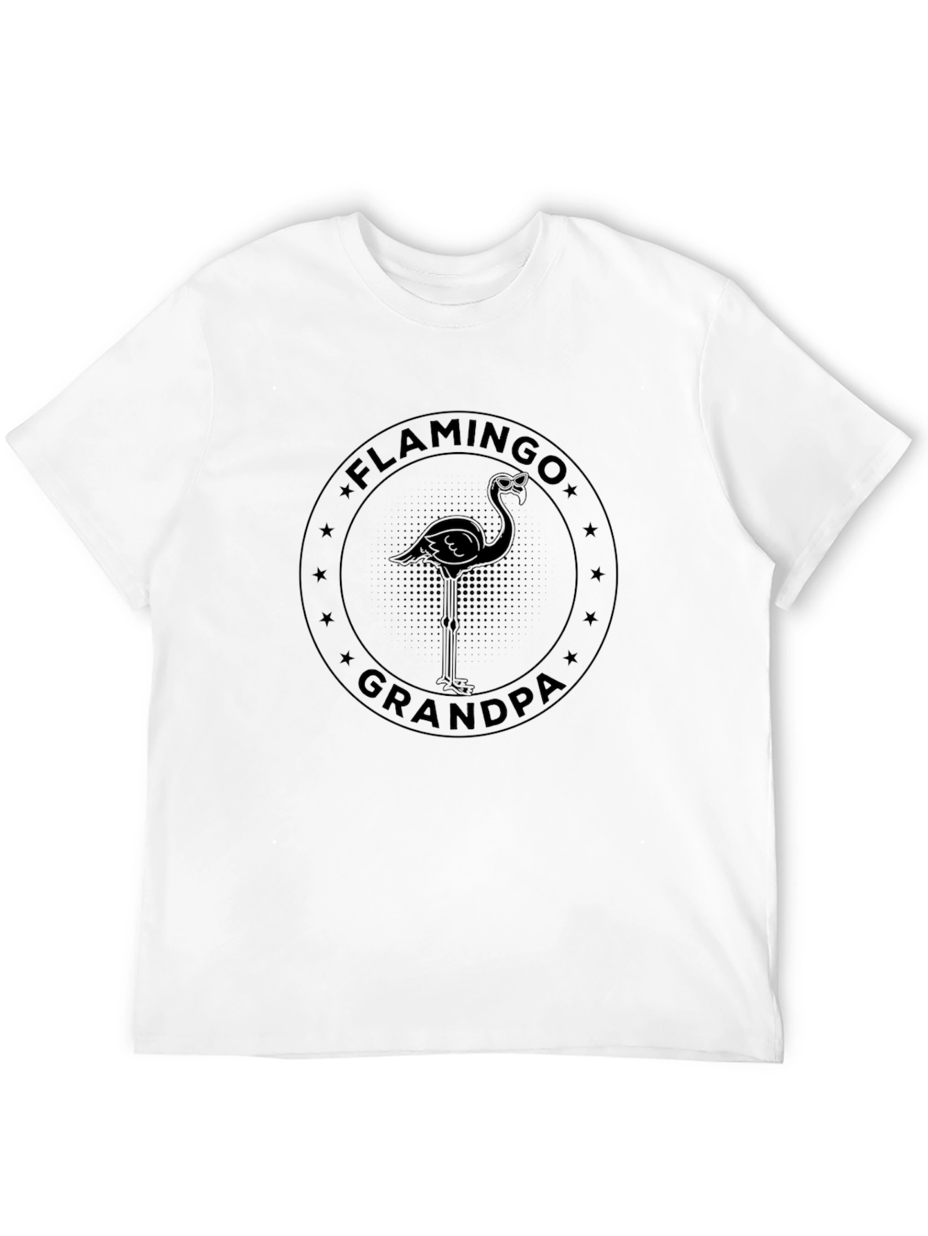 Flamingo Grandpa Black Graphic T-Shirt