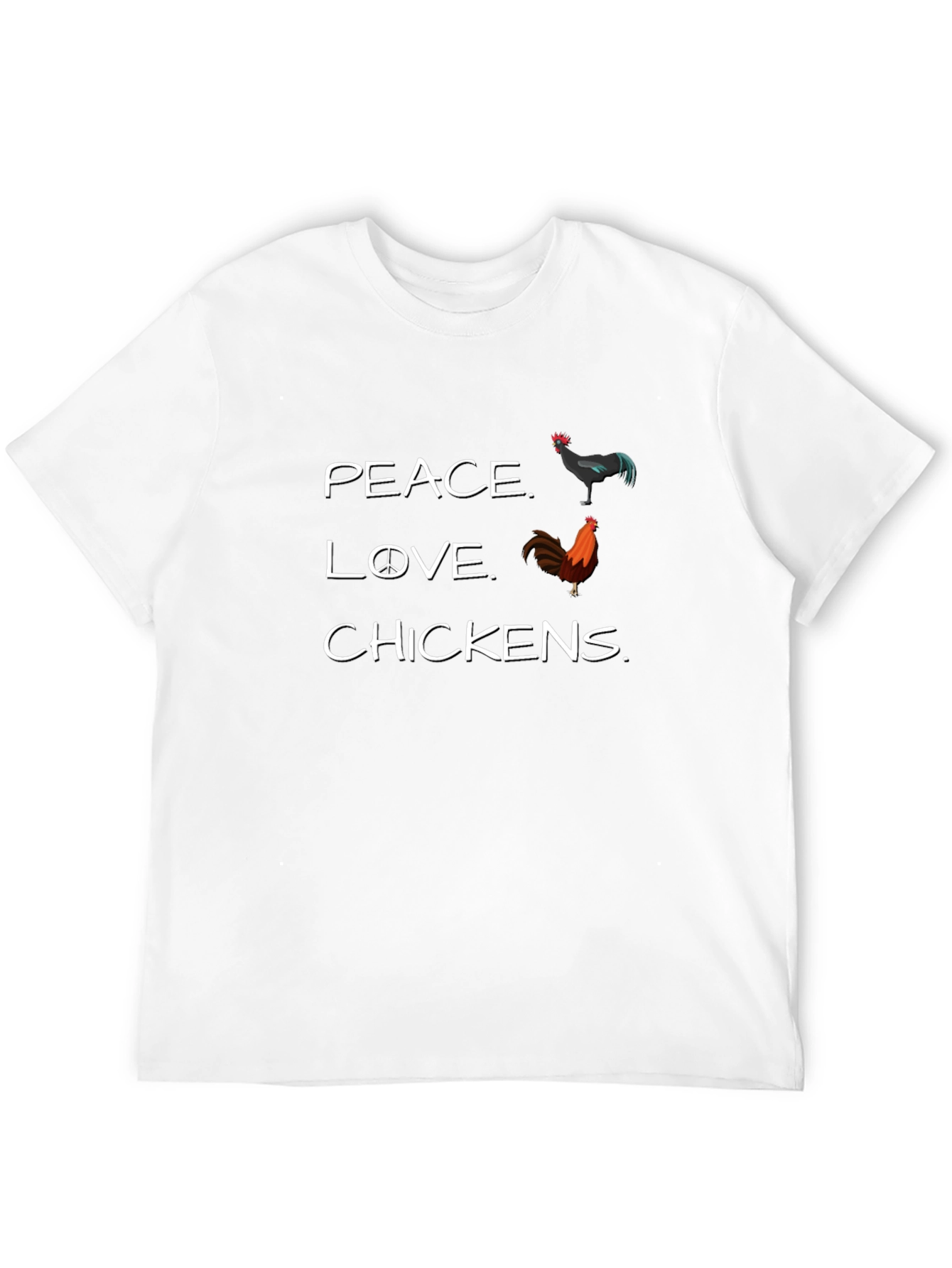 Peace Love Chickens Graphic Tee - Black Cotton