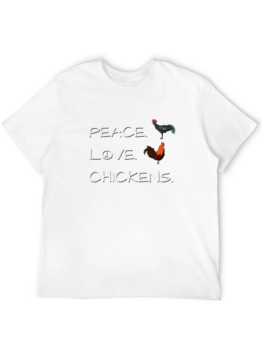 Peace Love Chickens Graphic Tee - Black Cotton