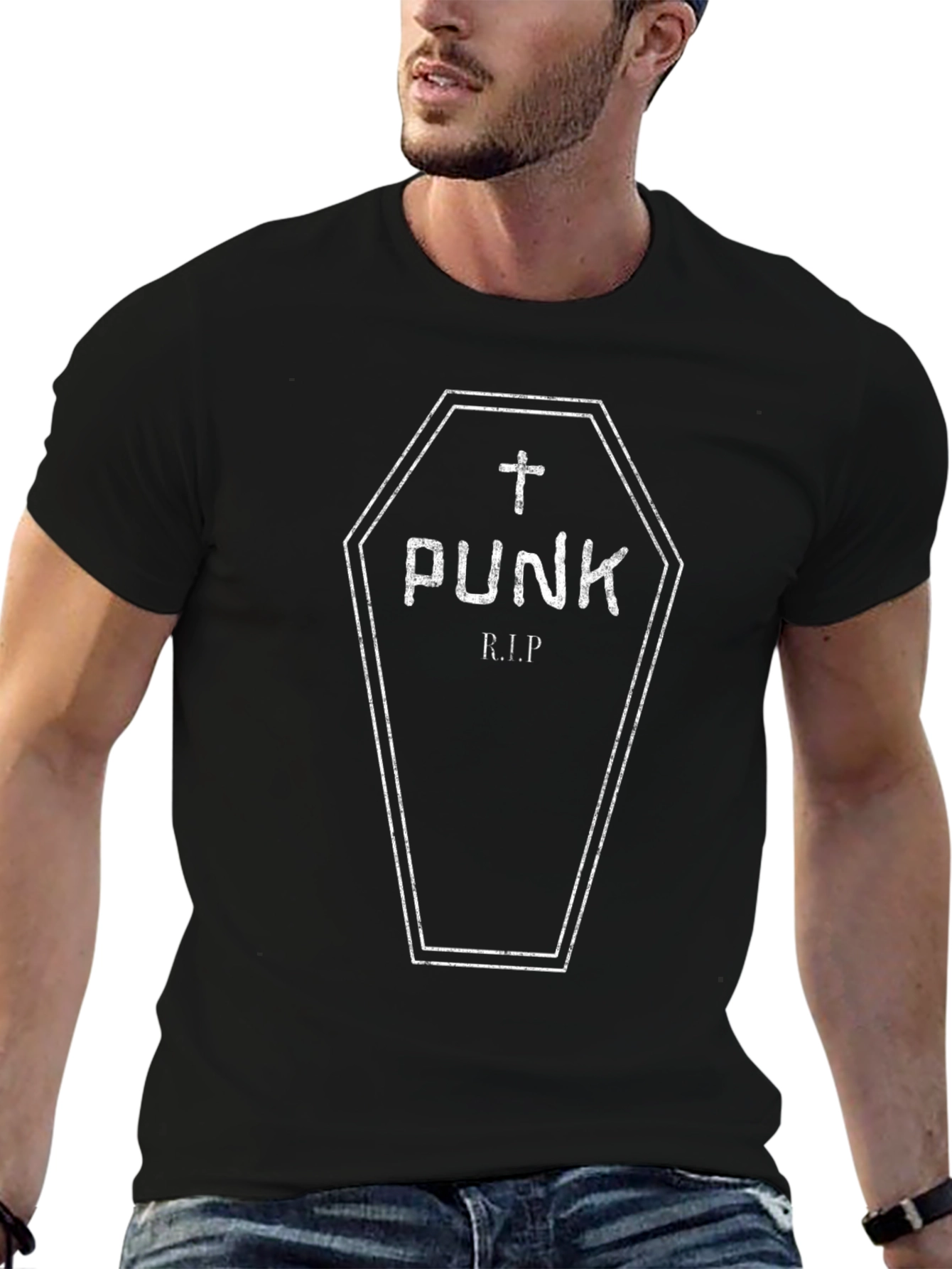 Punk RIP Coffin T-Shirt - Black Graphic Tee