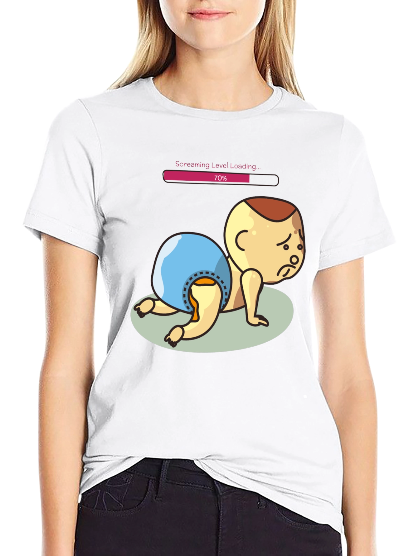 Screaming Level Loading Baby Graphic T-Shirt