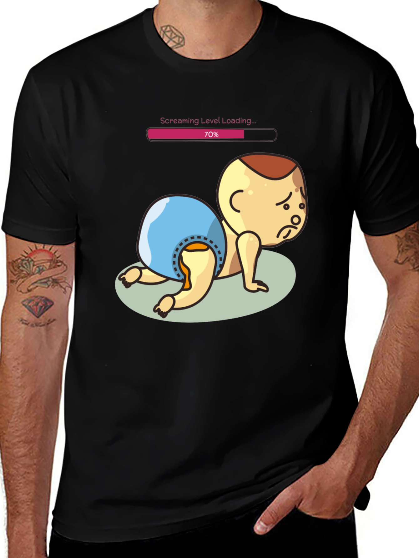 Screaming Level Loading Baby Graphic T-Shirt