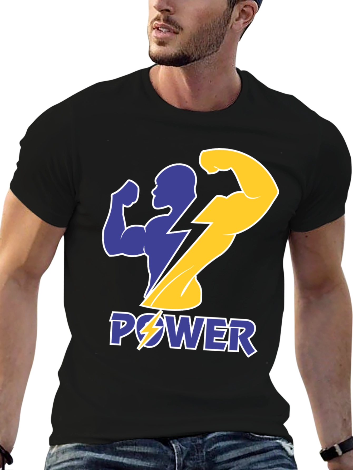 Power Graphic T-Shirt - Black Bold Design