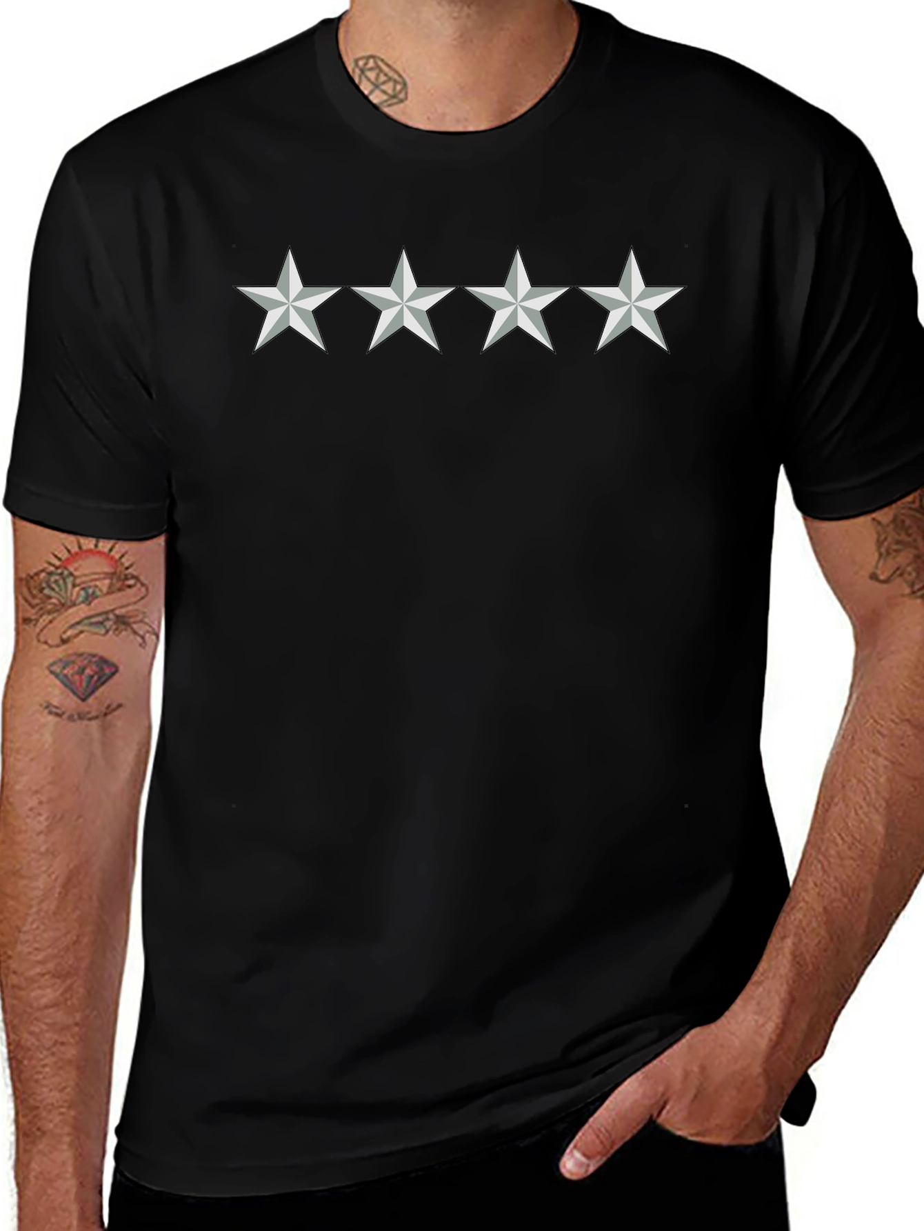 Four Star Graphic Black T-Shirt