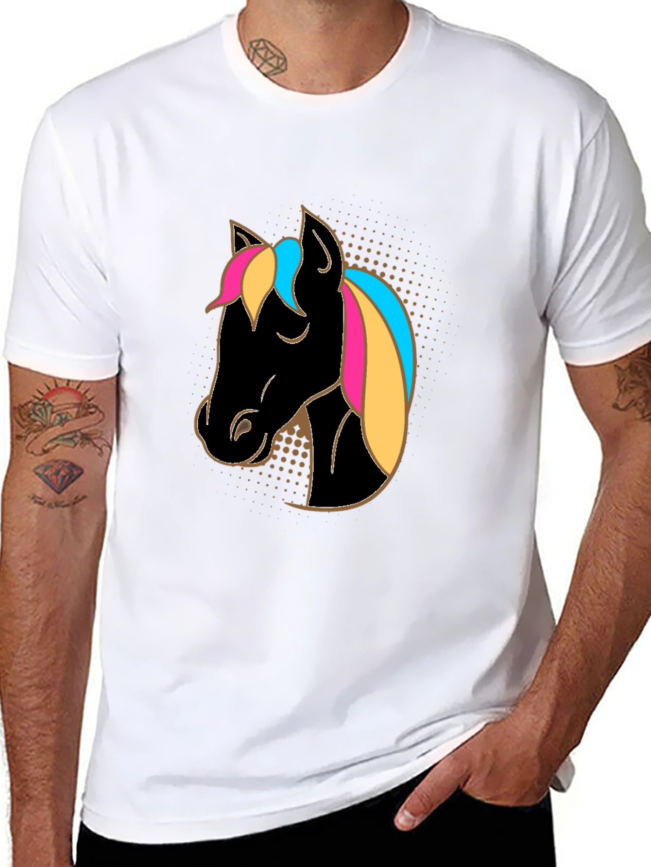 Horse Head Graphic Tee - Stylish Black Shirt