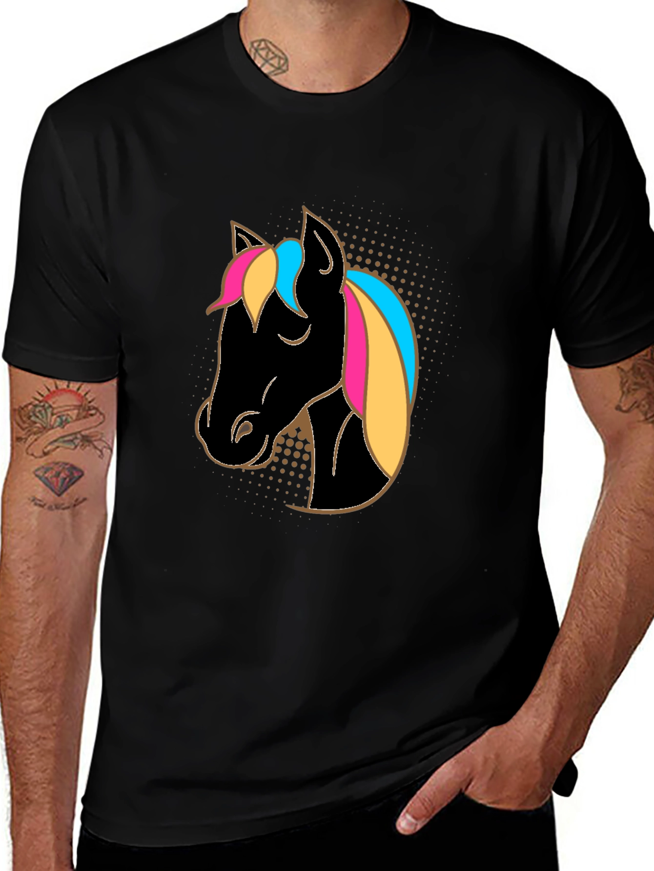Horse Head Graphic Tee - Stylish Black Shirt