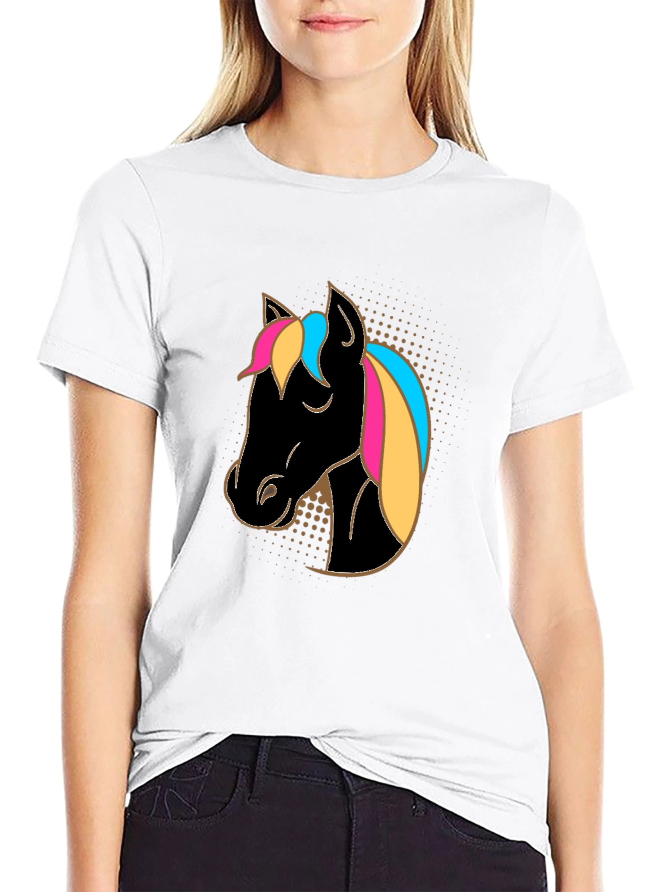 Horse Head Graphic Tee - Stylish Black Shirt