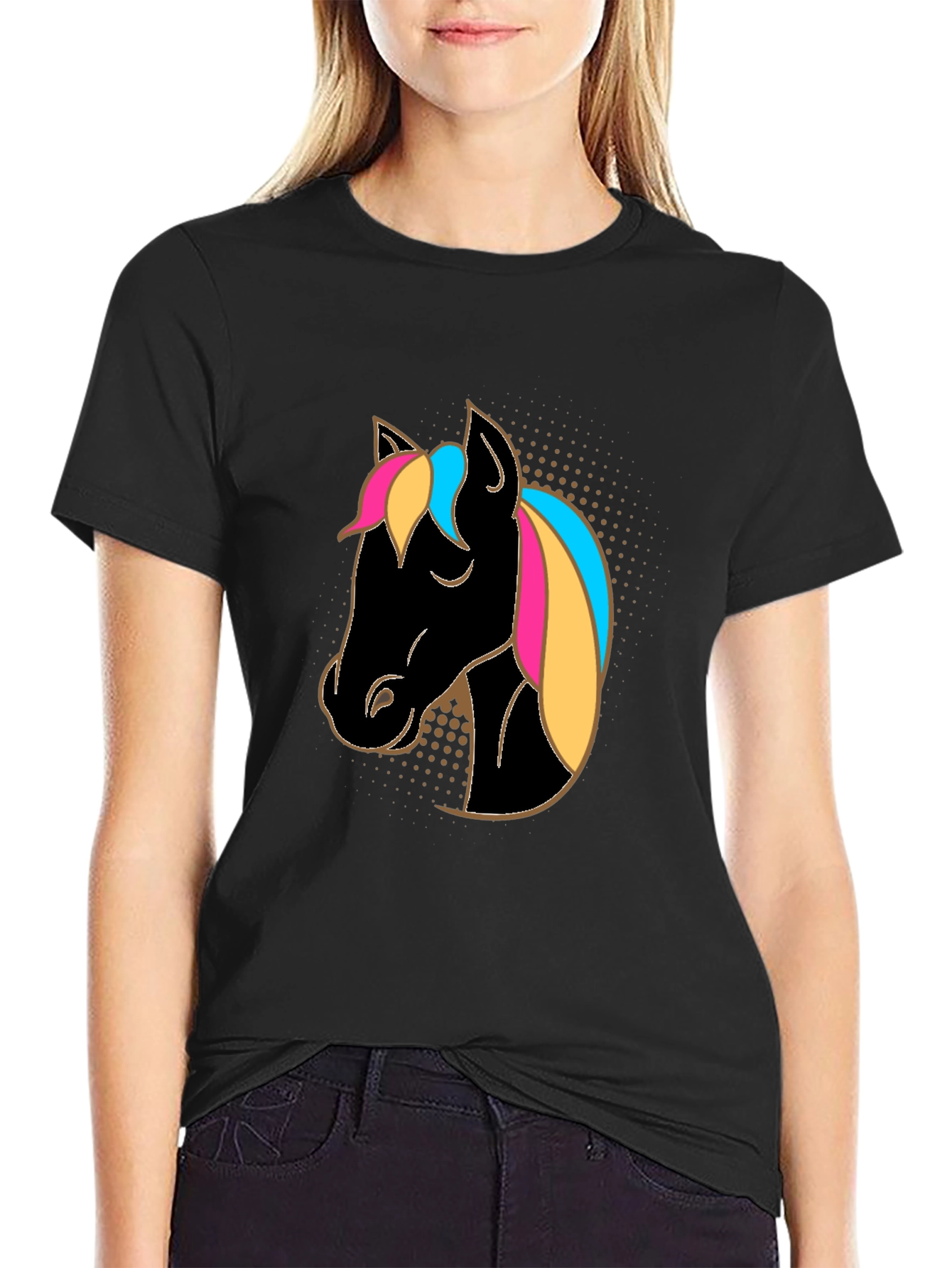 Horse Head Graphic Tee - Stylish Black Shirt