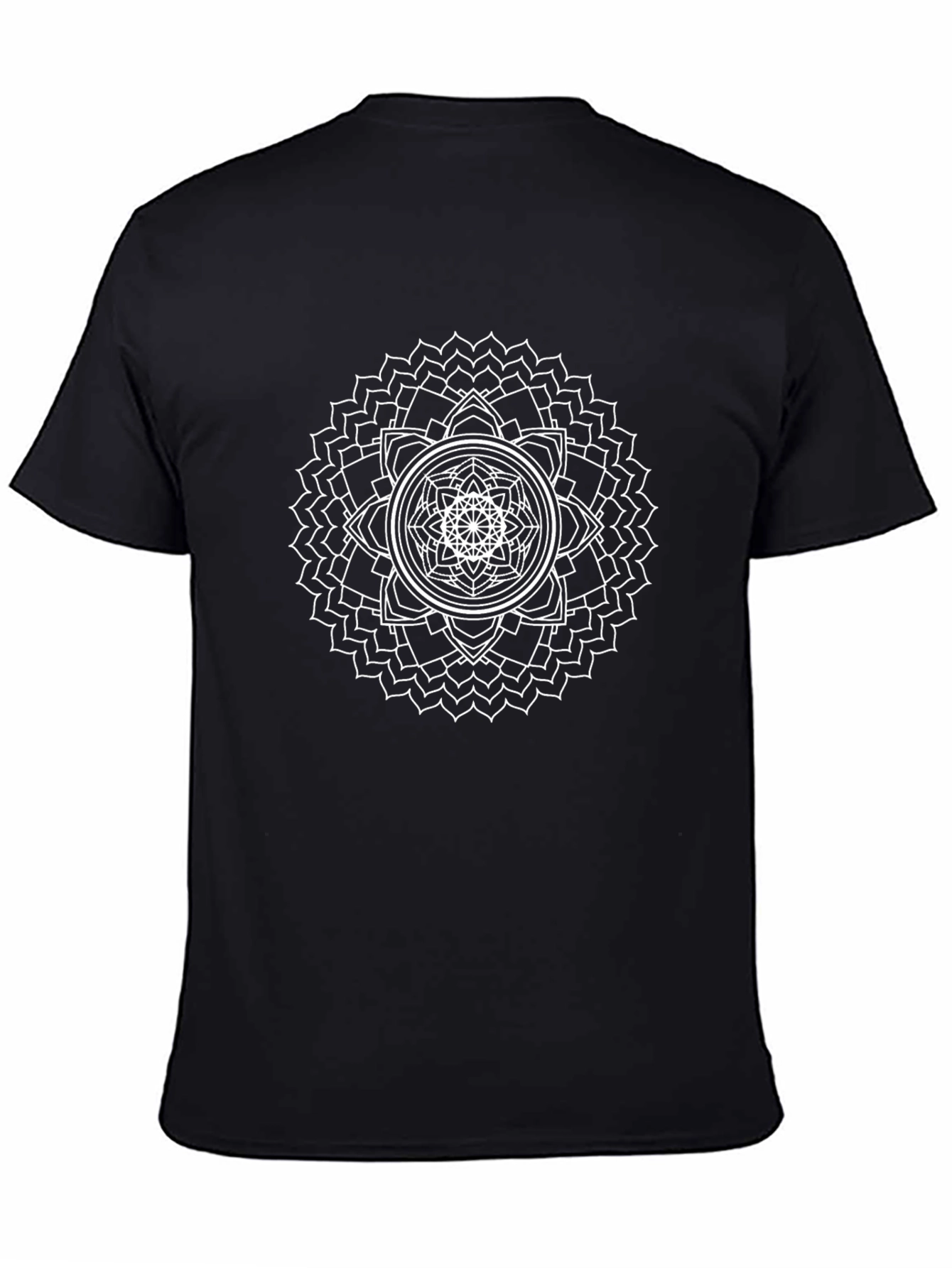 Mens Black T-Shirt with Mandala Graphic