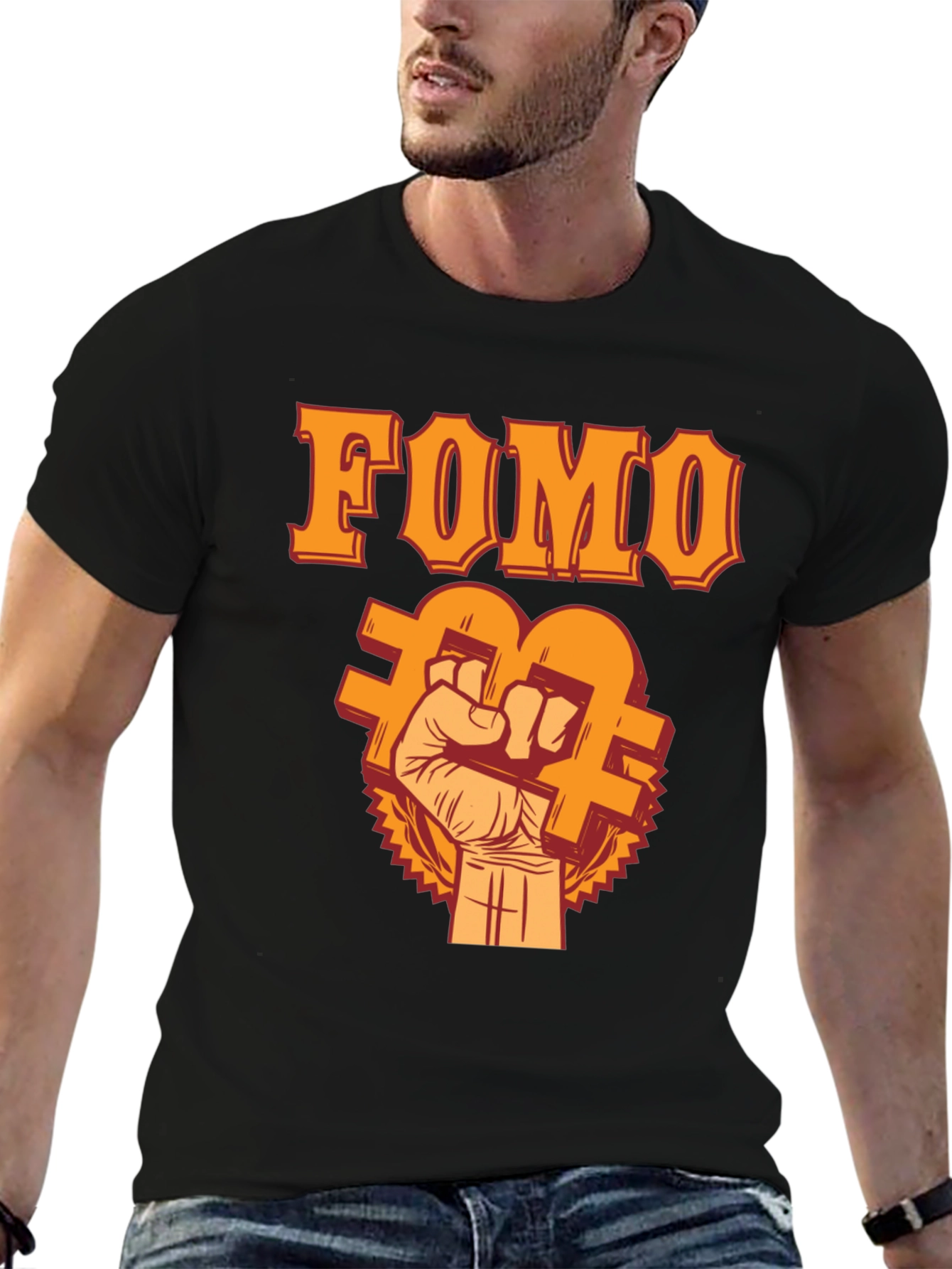 FOMO Bitcoin Fist T-Shirt - Crypto Trader Apparel