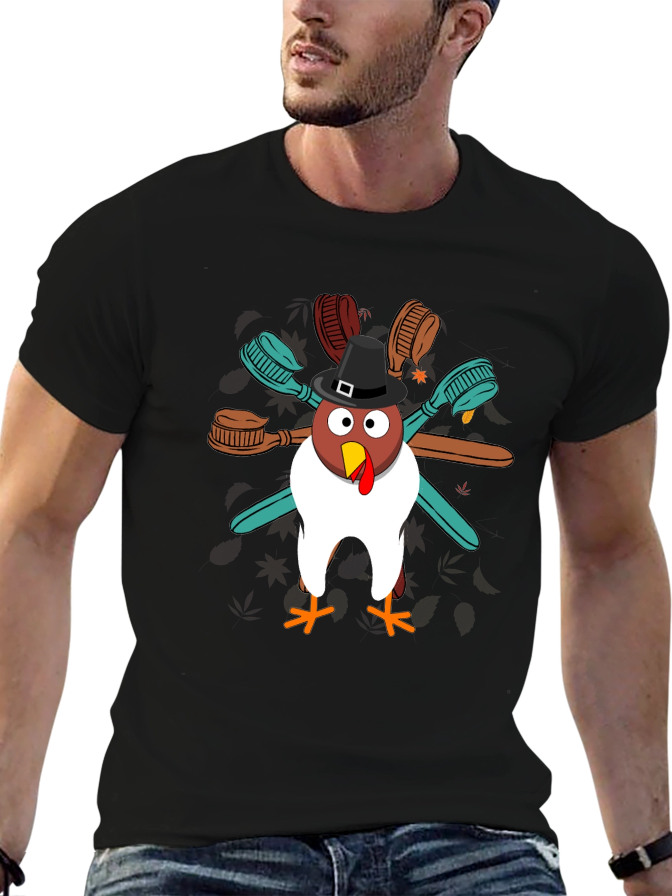 Thanksgiving Toothbrush Turkey T-Shirt